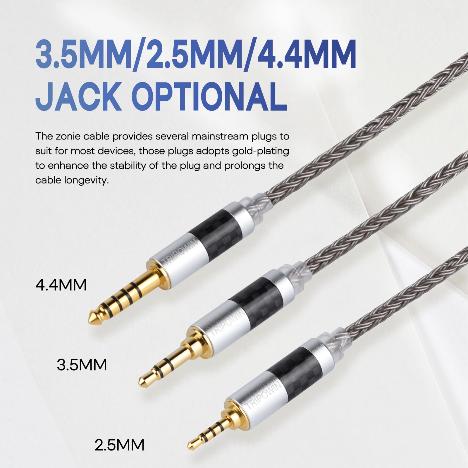 Linsoul Tripowin Zonie IEM Cable, 16 Core Silver Plated Earphone Upgraded Cords, 1.25m SPC in Ear Monitor Cable for 7hz Zero:2 Orchestra Lite Cadenza Hype4 Supermix4(2pin 0.78mm, 3.5mm)(Violet)