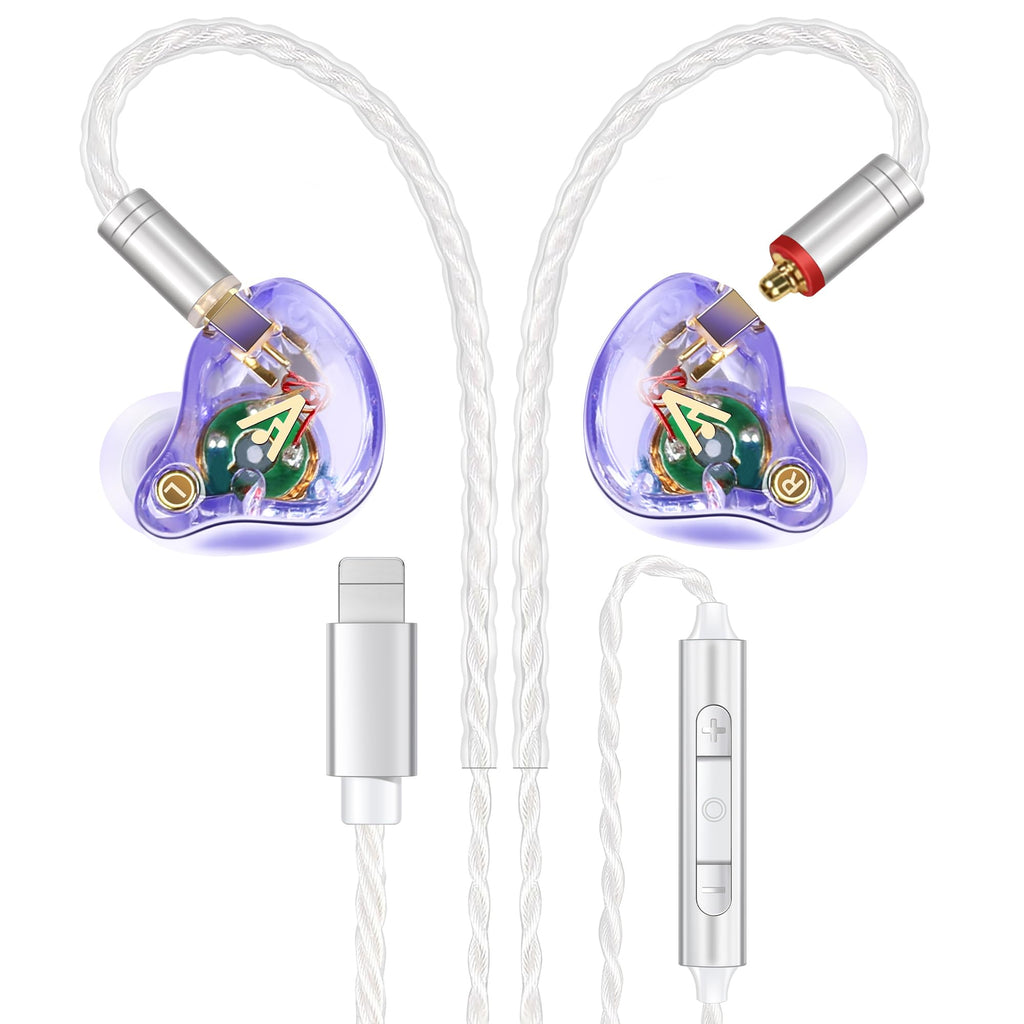 Vibes 202MC USB-C Wired Earbuds - USBC HiFi in Ear Headphones for iPhone 17/16/15 - Noise Isolating Ear Buds w/ Mic - Clear Sound, Deep Bass & Comfort-Fit Earphones - Silver Plated Cord, Carrying Case