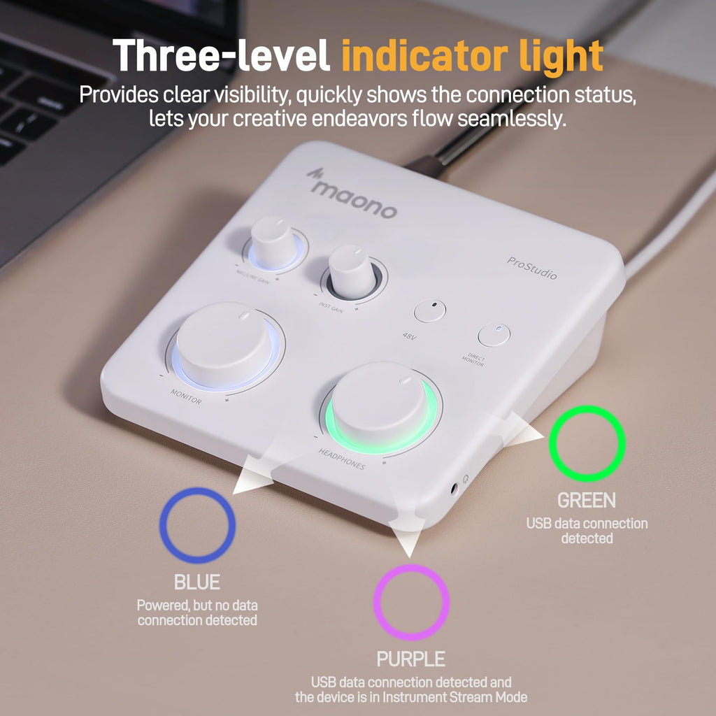 MAONO USB音频接口适用于PC：带XLR输入、24位/192kHz路由软件、LOOPBACK、ASIO驱动，适用于录音、家庭工作室、吉他、播客、直播、DAW（PS22 Lite 黑）