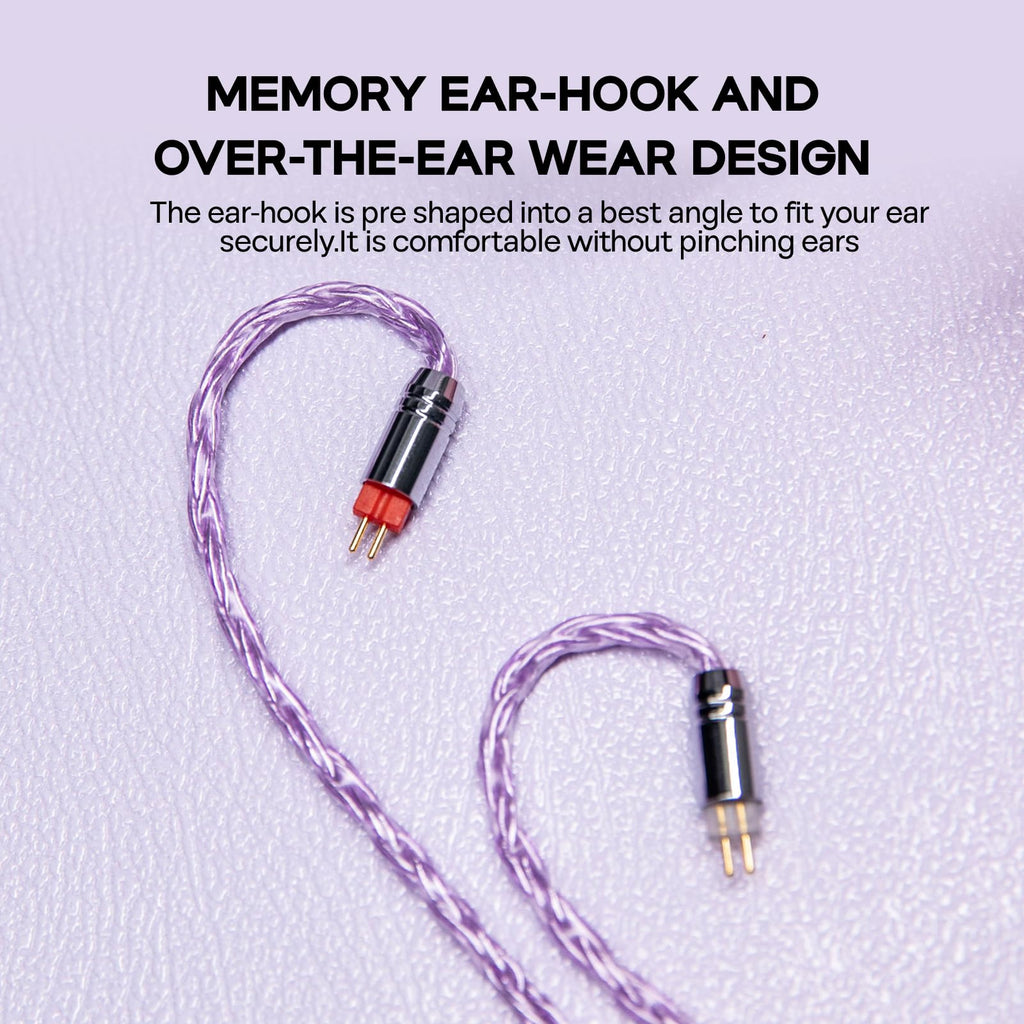 Linsoul Tripowin Zonie IEM Cable, 16 Core Silver Plated Earphone Upgraded Cords, 1.25m SPC in Ear Monitor Cable for 7hz Zero:2 Orchestra Lite Cadenza Hype4 Supermix4(2pin 0.78mm, 3.5mm)(Violet)