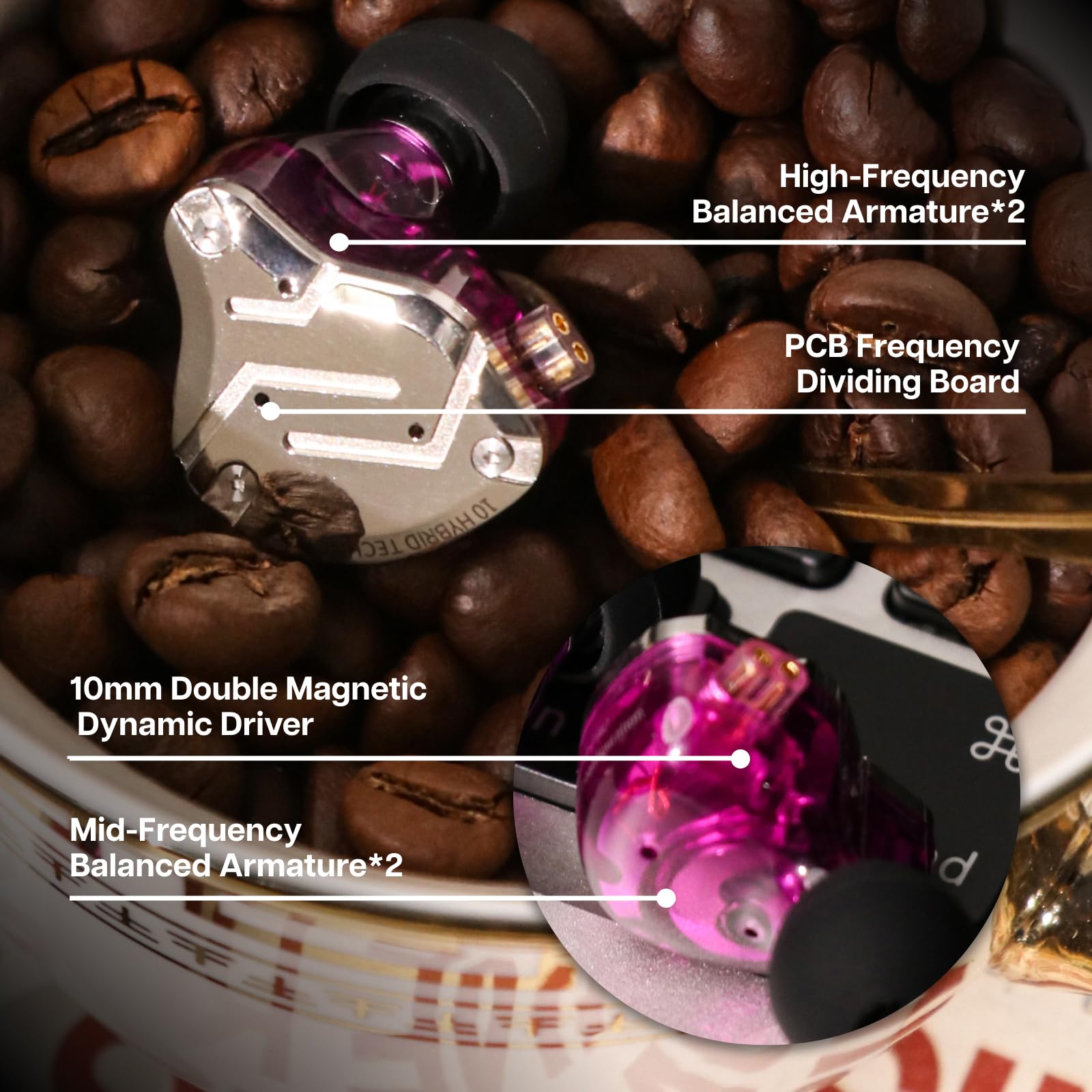 لينسول KZ ZS10 Pro، سماعات أذن داخلية مزودة بـ 4 محركات BA و1 محرك DD، سماعات سلكية هاي فاي، سماعات ألعاب، سماعات IEM هجينة مع لوحة وجه من الفولاذ المقاوم للصدأ، كابل قابل للفصل للموسيقيين (بدون ميكروفون، أسود)