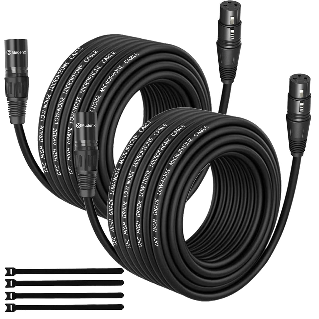 XLR Kabel 1,5 m, 2 Stück, XLR-Stecker auf -Buchse, 3-poliges Mikrofonkabel, abgeschirmt, symmetrisch, sauerstofffreies Kupfer (OFC), Lautsprecherkabel