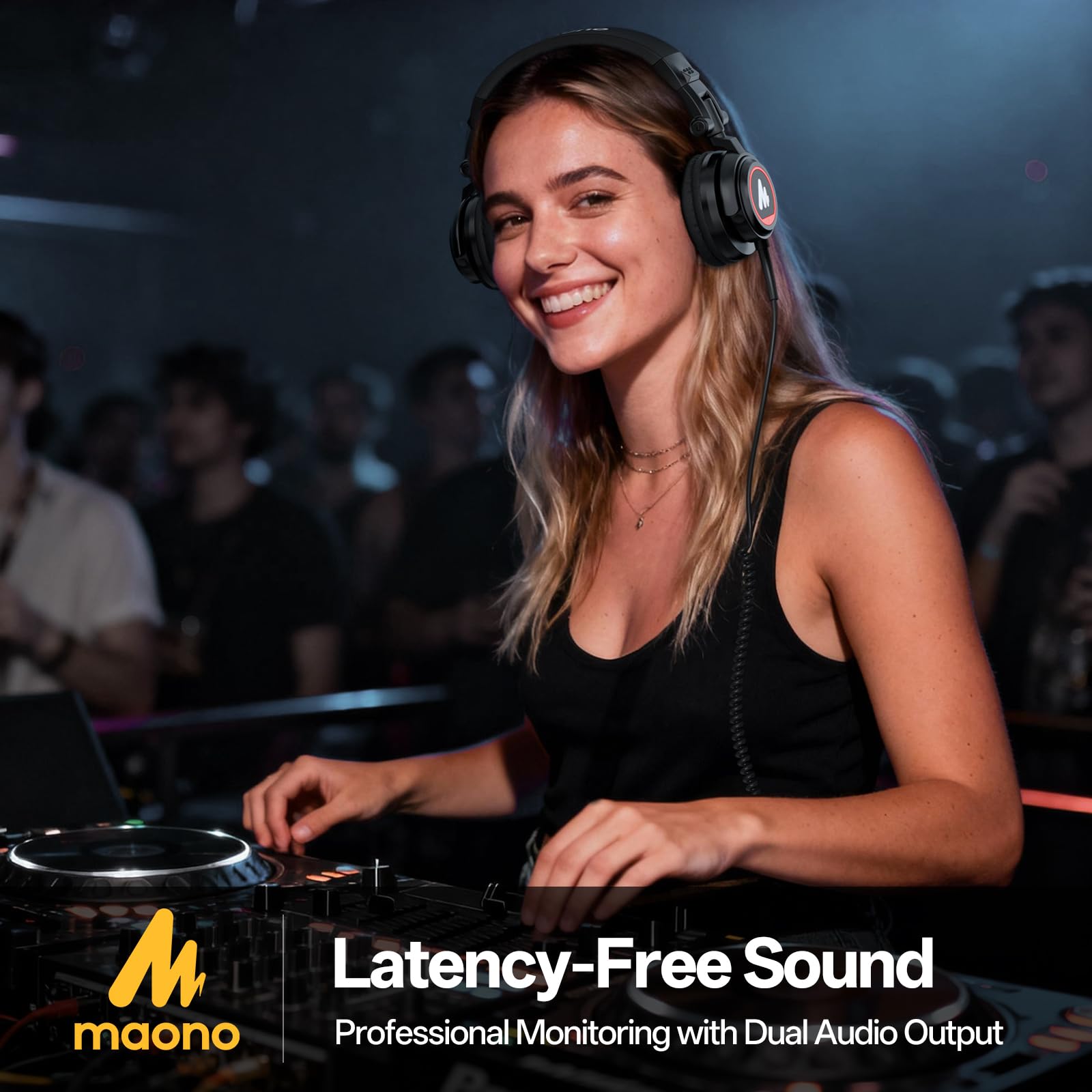 MAONO MH601 Professional Studio Monitor Headphones, Wired Closed Back Over Ear DJ Headset with 50mm Drivers and 1/4 inch to 3.5mm Jack for Guitar Amp Recording Mixing Piano Music Podcast Streaming