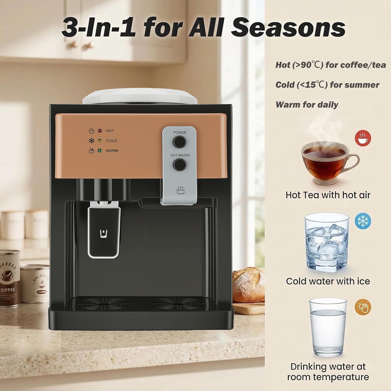 Water Cooler Dispenser 5 Gallon Bottle Top Loading Dispenser Hot and Cold Water for Offices Home