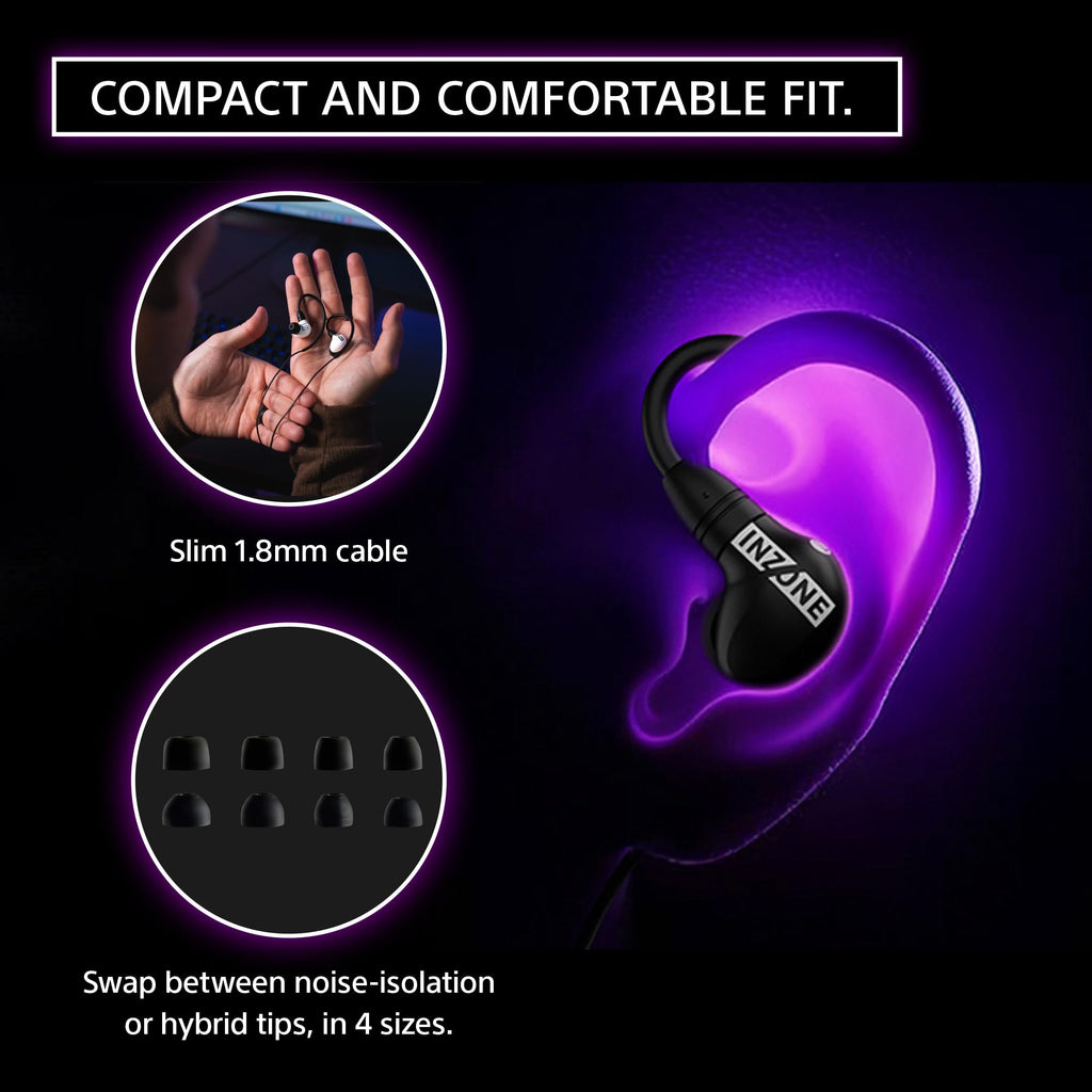 Sony INZONE E9 Wired in-Ear Monitor for Gaming, Tuned for FPS Games, Sound Isolating Earbuds, Comfortable Fit, Low Profile Design, 360 Spatial Sound, Case Included, Developed with Fnatic, Black