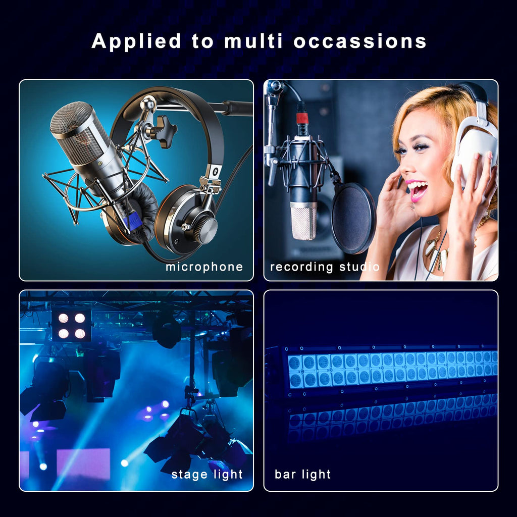 XLR 连接线，XLR 麦克风线 25 英尺 6 条装，镀金 3 针 XLR 音箱线公对母平衡麦克风线