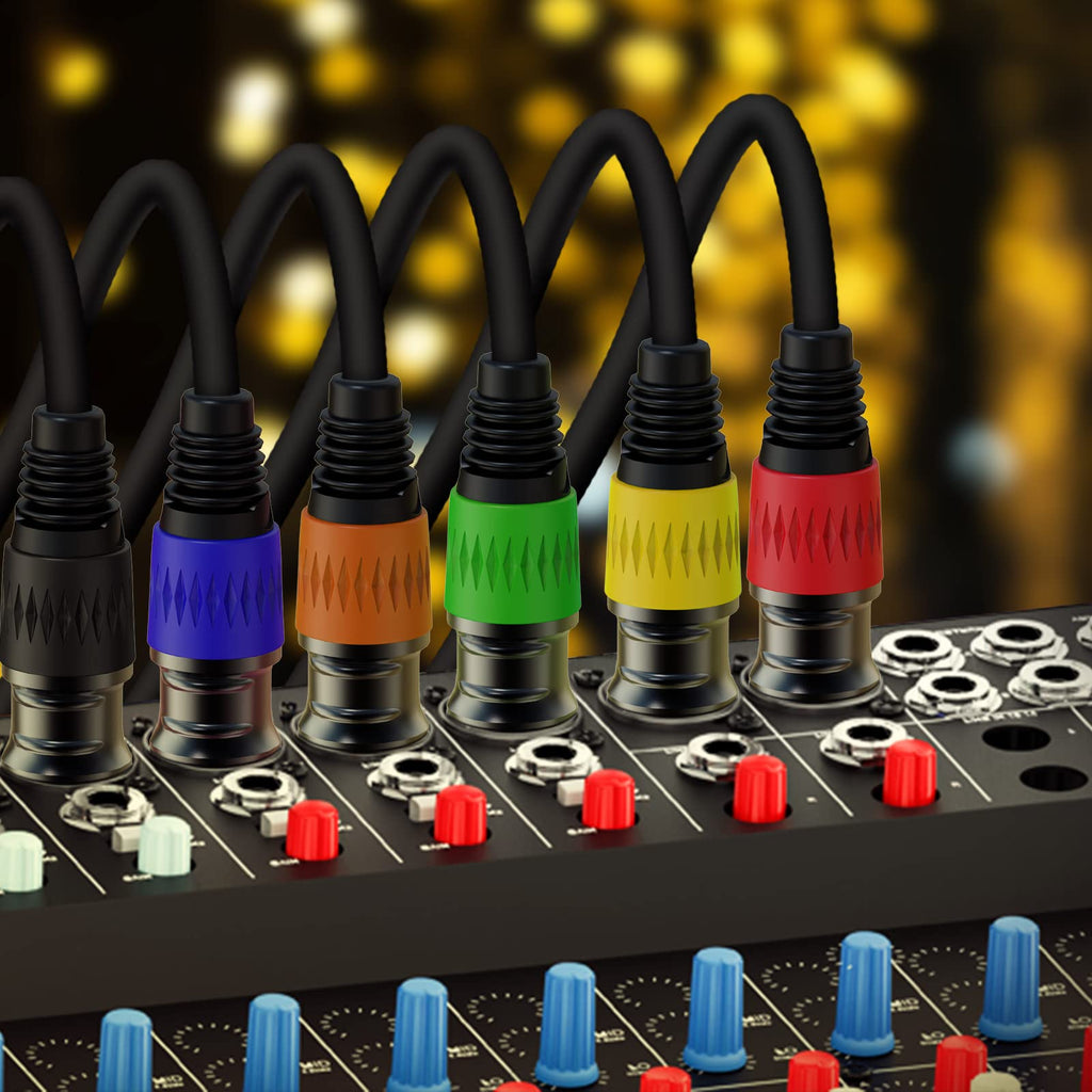 XLR 连接线，XLR 麦克风线 25 英尺 6 条装，镀金 3 针 XLR 音箱线公对母平衡麦克风线