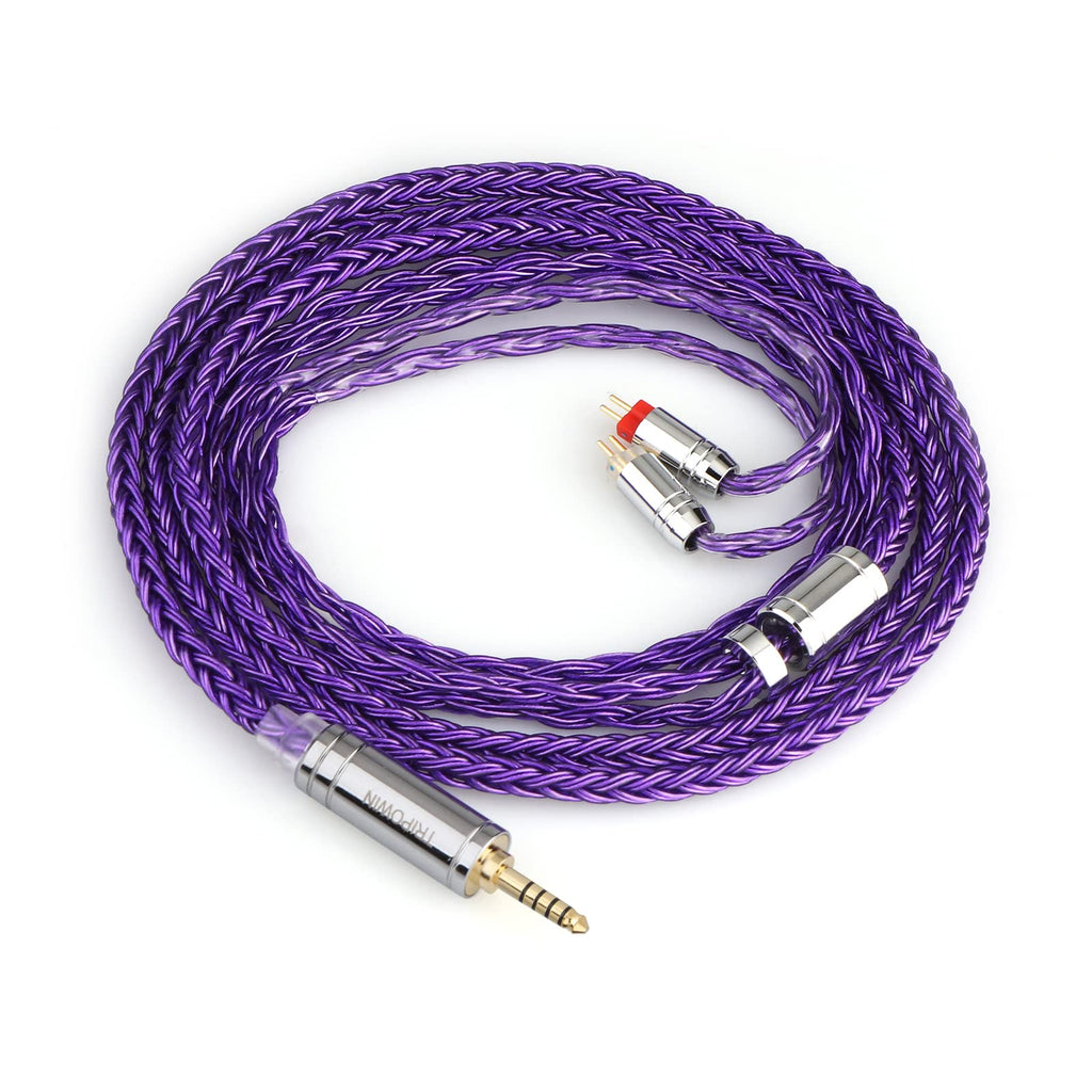 Linsoul Tripowin Zonie IEM Cable, 16 Core Silver Plated Earphone Upgraded Cords, 1.25m SPC in Ear Monitor Cable for 7hz Zero:2 Orchestra Lite Cadenza Hype4 Supermix4(2pin 0.78mm, 4.4mm)(Grey)