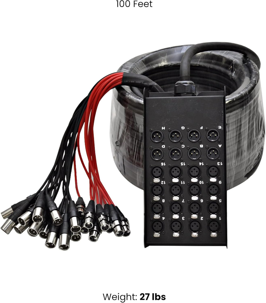 Seismic Audio 16-Kanal Low Profile XLR Sendewellenleiter, XLR-Splitterkabel, 30 Meter
