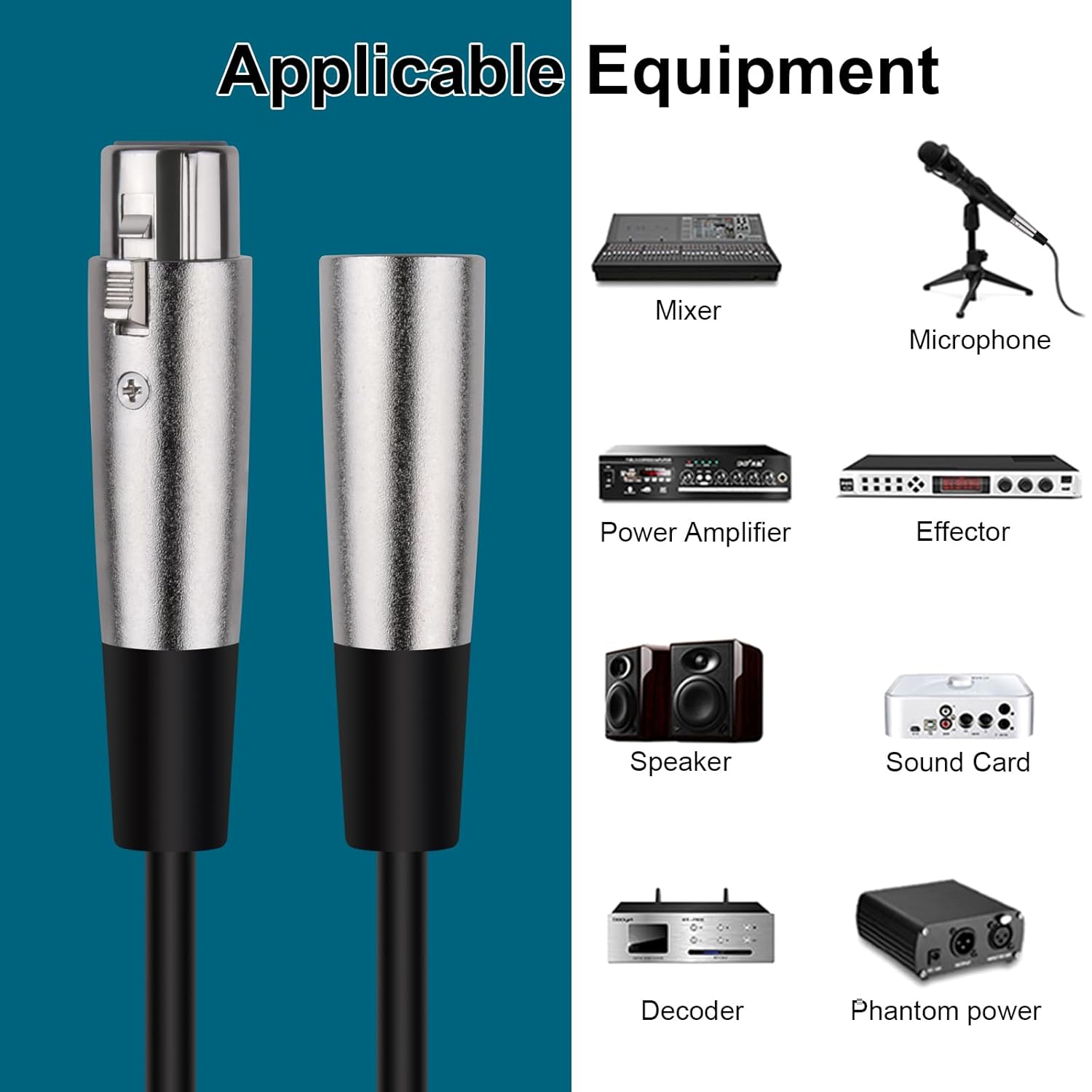 كابلات XLR، كابل ميكروفون XLR بطول 6 أقدام، مجموعة 8 قطع، كابل مكبر صوت متوازن 3 دبابيس من ذكر إلى أنثى، سلك ميكروفون للاستوديو، التسجيل الحي، إضاءة DMX