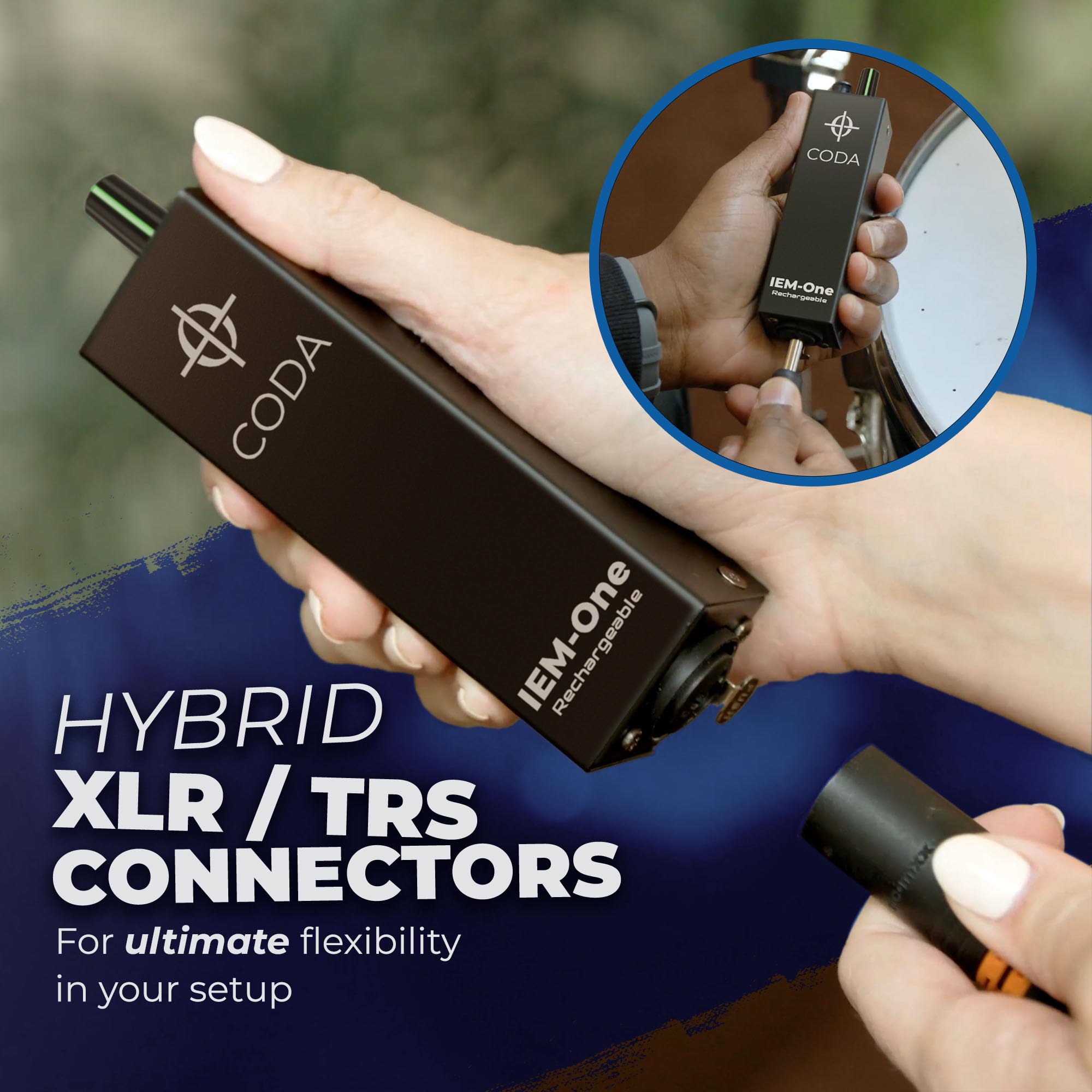 Coda Ultra-Compact Personal in Ear Monitor Amplifier - Double Channel Headphone Amplifier System with XLR & TRS Input - Portable IEM Amp with Mono & Stereo Mix Panning - Sturdy Housing with Belt Clip