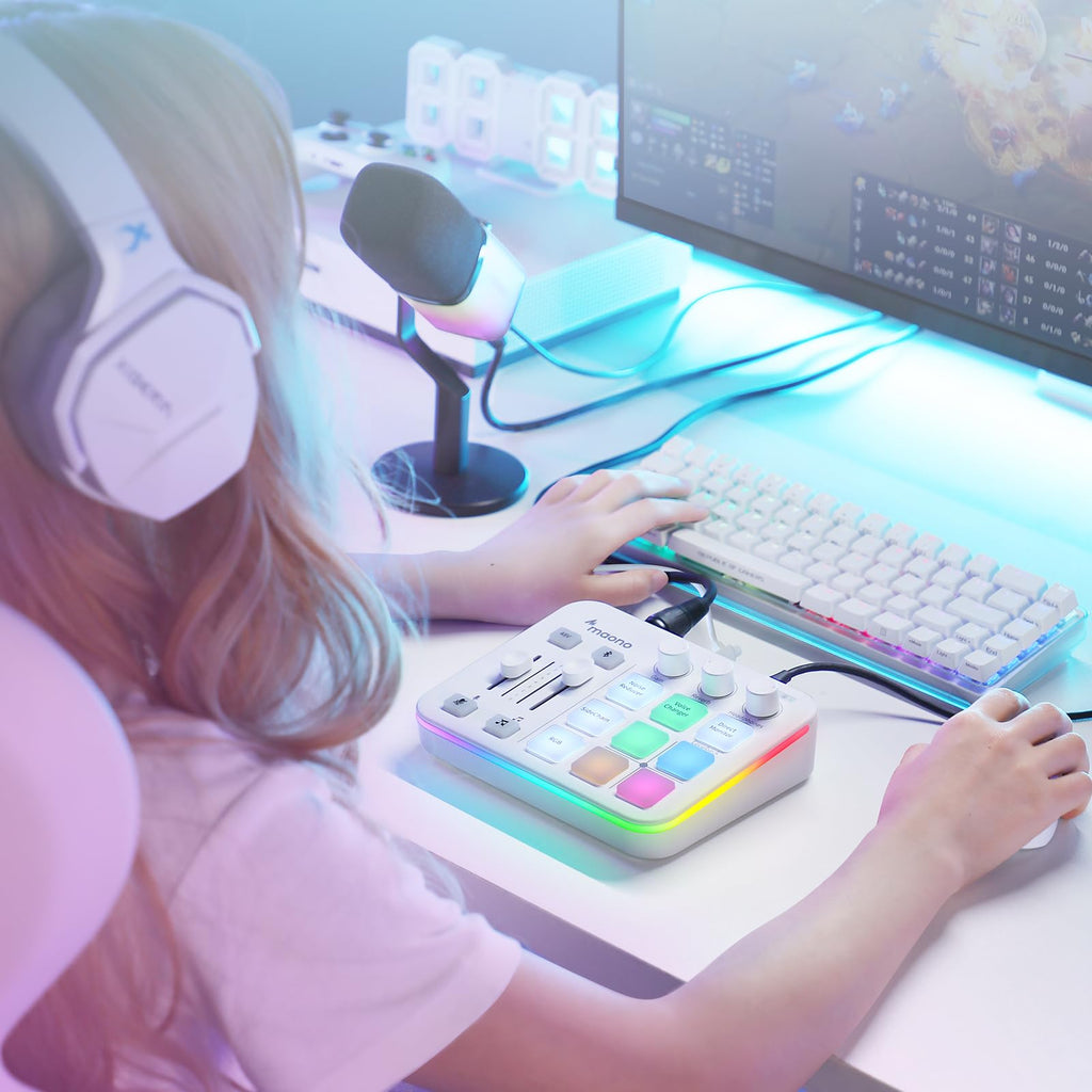 MAONO Gaming Audio Mixer, Audio Interface with Pro-preamp, RGB, Bluetooth, 48V Phantom Power for Live Streaming, Podcasting, Content Create, Gaming MaonoCaster G1 NEO (Not for USB Mic)