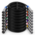 كابلات XLR، كابل ميكروفون XLR بطول 6 أقدام، مجموعة 8 قطع، كابل مكبر صوت متوازن 3 دبابيس من ذكر إلى أنثى، سلك ميكروفون للاستوديو، التسجيل الحي، إضاءة DMX