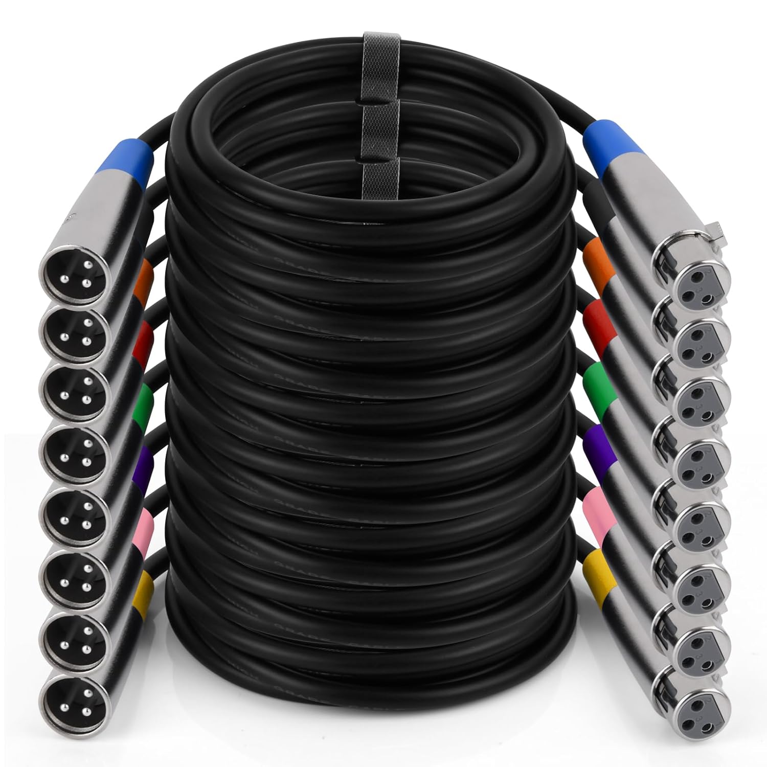كابلات XLR، كابل ميكروفون XLR بطول 6 أقدام، مجموعة 8 قطع، كابل مكبر صوت متوازن 3 دبابيس من ذكر إلى أنثى، سلك ميكروفون للاستوديو، التسجيل الحي، إضاءة DMX