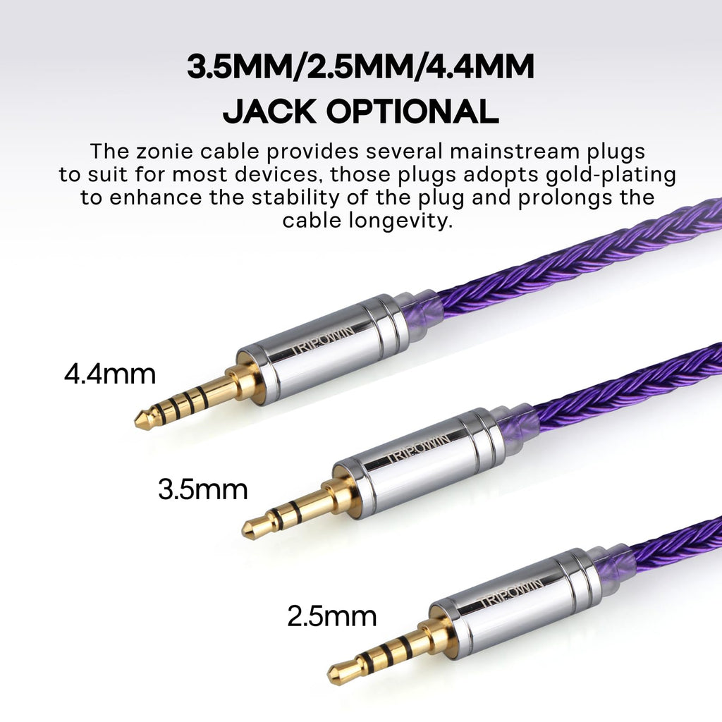Linsoul Tripowin Zonie IEM Cable, 16 Core Silver Plated Earphone Upgraded Cords, 1.25m SPC in Ear Monitor Cable for 7hz Zero:2 Orchestra Lite Cadenza Hype4 Supermix4(2pin 0.78mm, 3.5mm)(Violet)