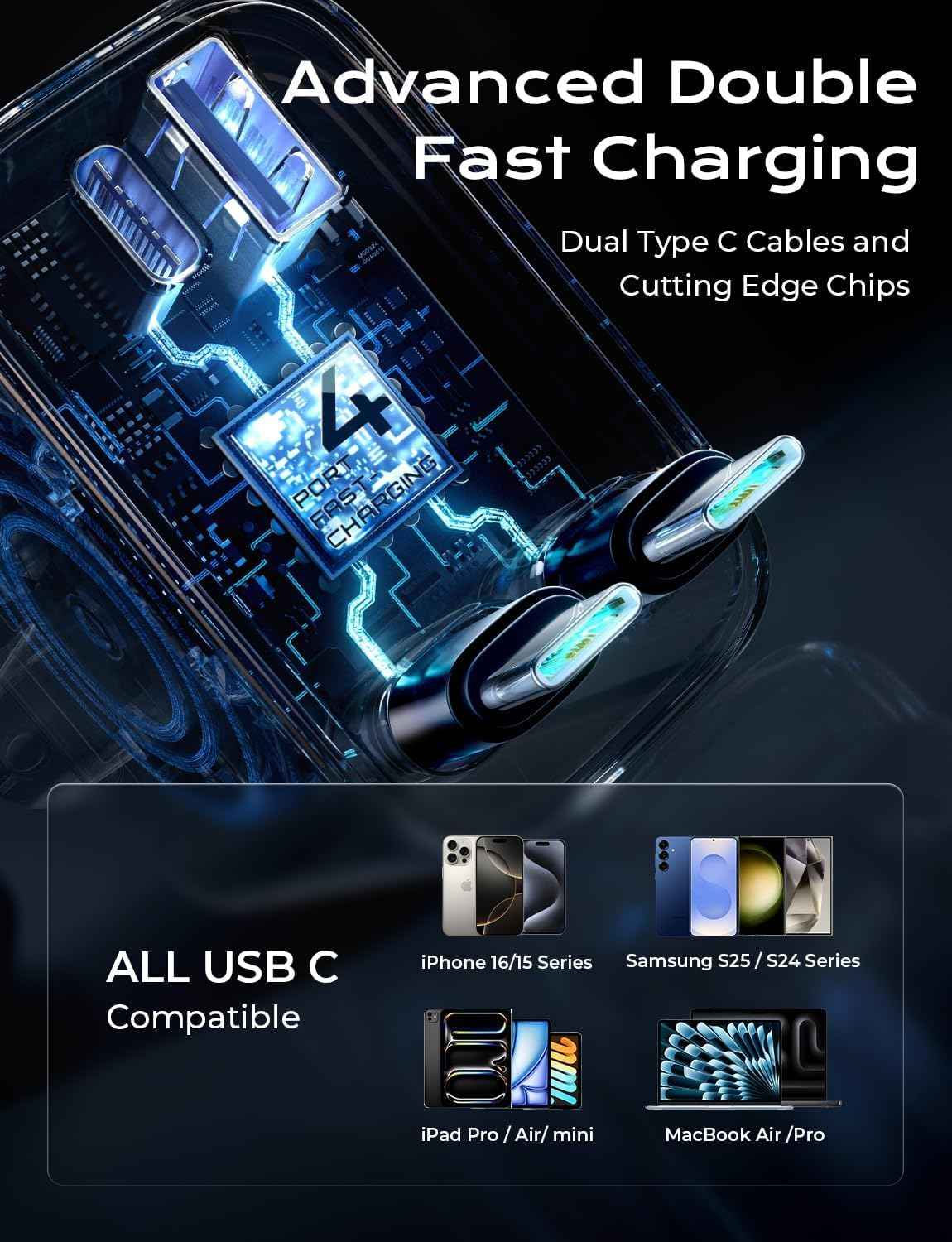 LISEN Retractable Car Charger, Gifts for Mothers Day 2026, 84W Car Charger USB C Fast Charge, Gifts for Mom Dad Him Her, Travel Essentials Car Accessories for Men Women Gifts for iPhone 17 16 15 14 13