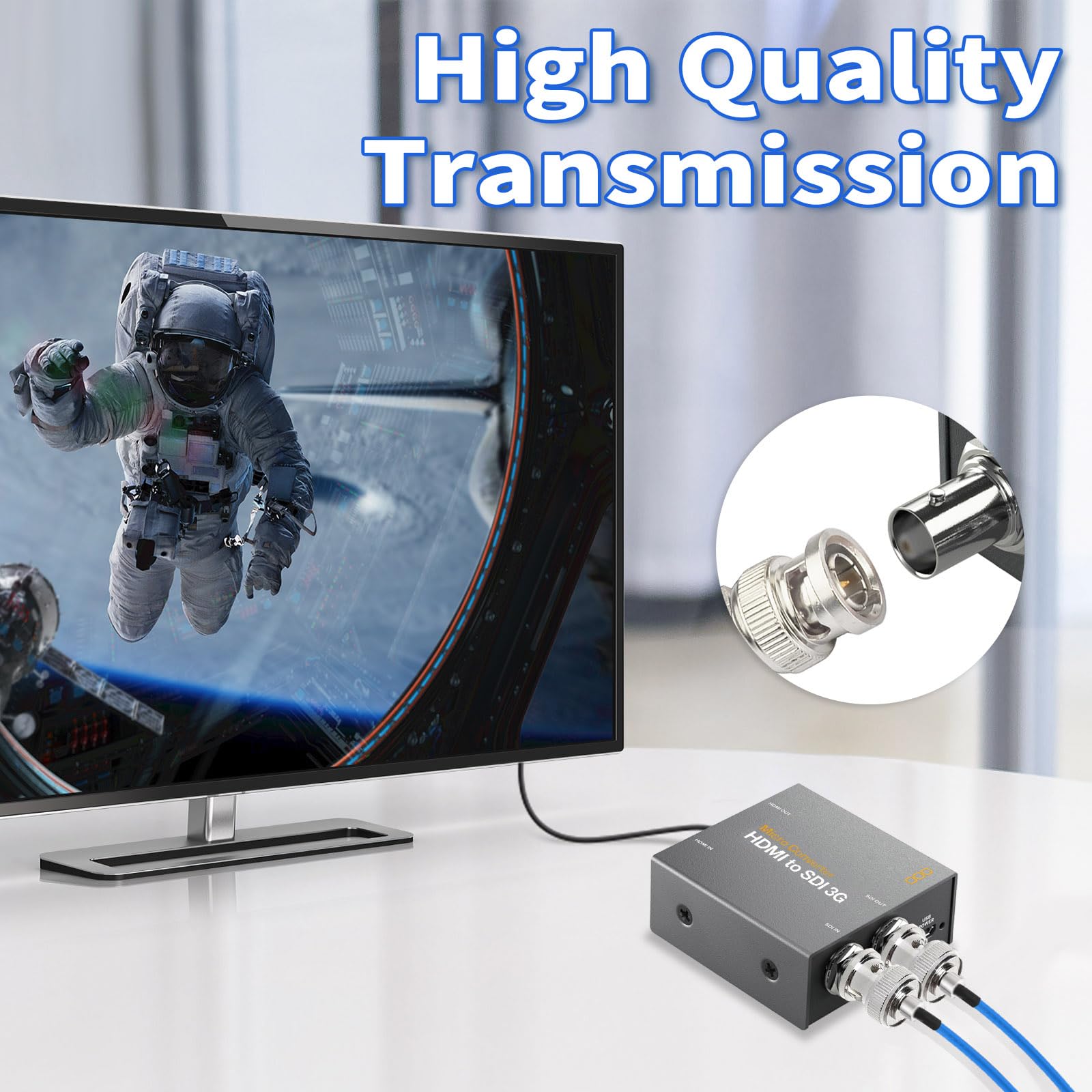 كابل فيديو Superbat بطول 2 قدم BNC ذكر إلى ذكر HD HDSDI 3G 4K 6K لمحول مقسم شاشة محول تبديل، يدعم فيديو HD-SDI/3G-SDI (عبوة من قطعتين)