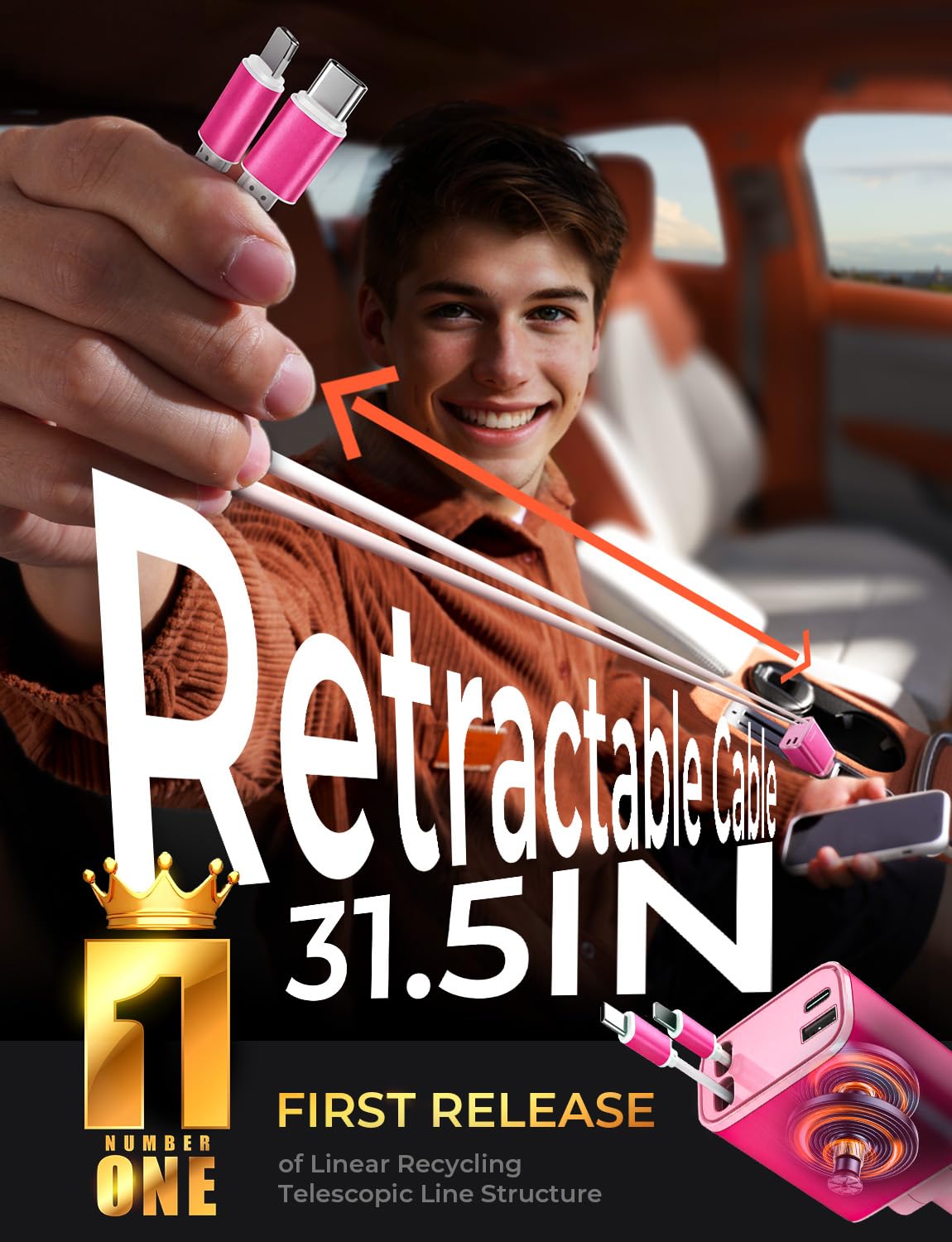 LISEN einziehbares Auto-Ladegerät, Geschenke zum Muttertag 2026, 84W Auto-Ladegerät USB C Schnellladung, Geschenke für Mama Papa Ihn Sie, Reiseutensilien Autozubehör für Männer Frauen Geschenke für iPhone 17 16 15 14 13