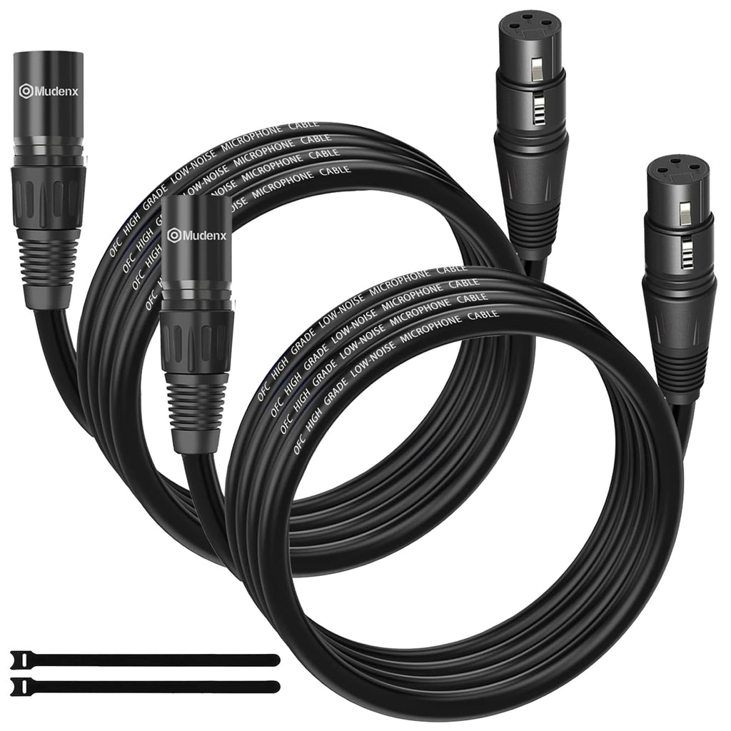 XLR Kabel 1,5 m, 2 Stück, XLR-Stecker auf -Buchse, 3-poliges Mikrofonkabel, abgeschirmt, symmetrisch, sauerstofffreies Kupfer (OFC), Lautsprecherkabel