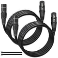 XLR Kabel 1,5 m, 2 Stück, XLR-Stecker auf -Buchse, 3-poliges Mikrofonkabel, abgeschirmt, symmetrisch, sauerstofffreies Kupfer (OFC), Lautsprecherkabel