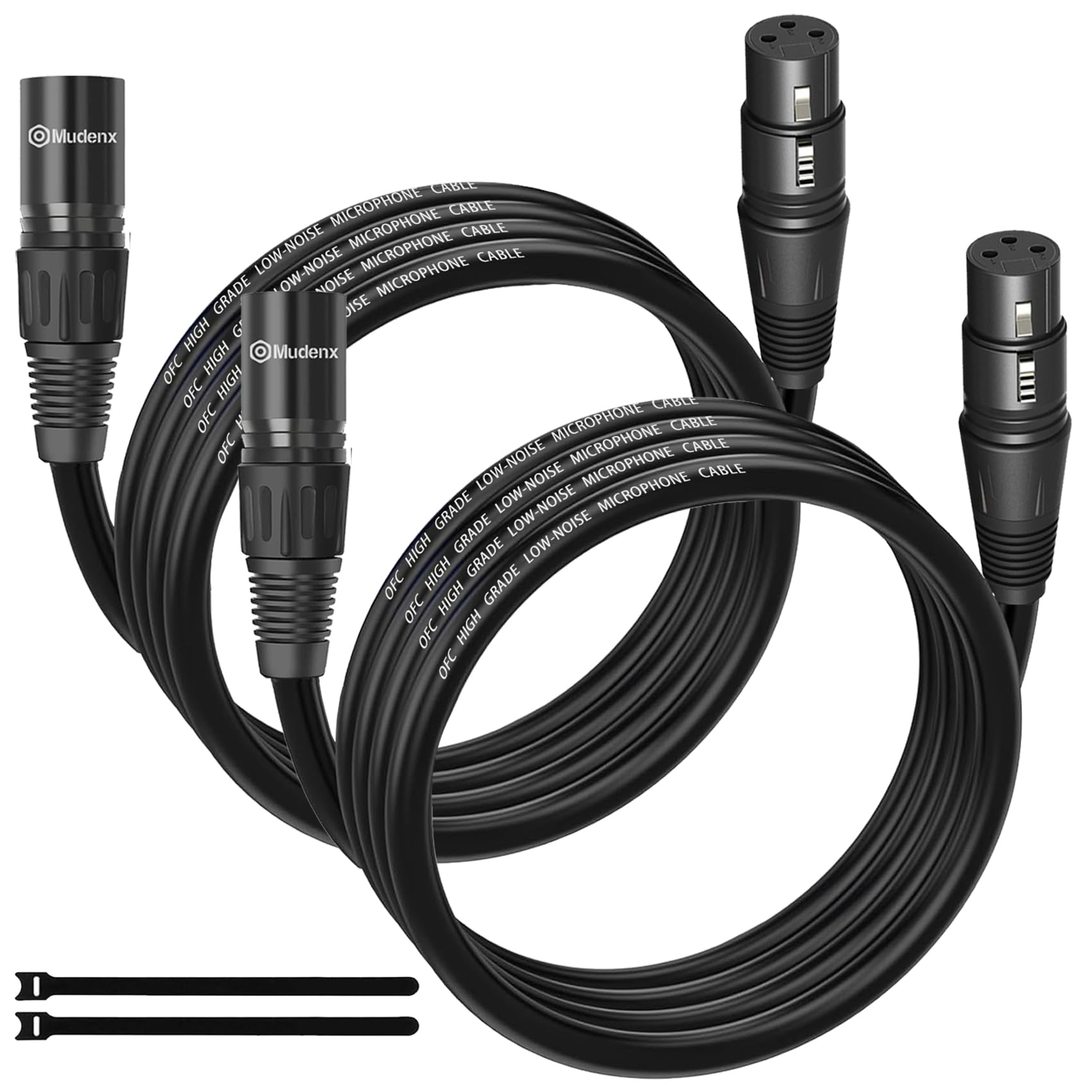 XLR Kabel 1,5 m, 2 Stück, XLR-Stecker auf -Buchse, 3-poliges Mikrofonkabel, abgeschirmt, symmetrisch, sauerstofffreies Kupfer (OFC), Lautsprecherkabel