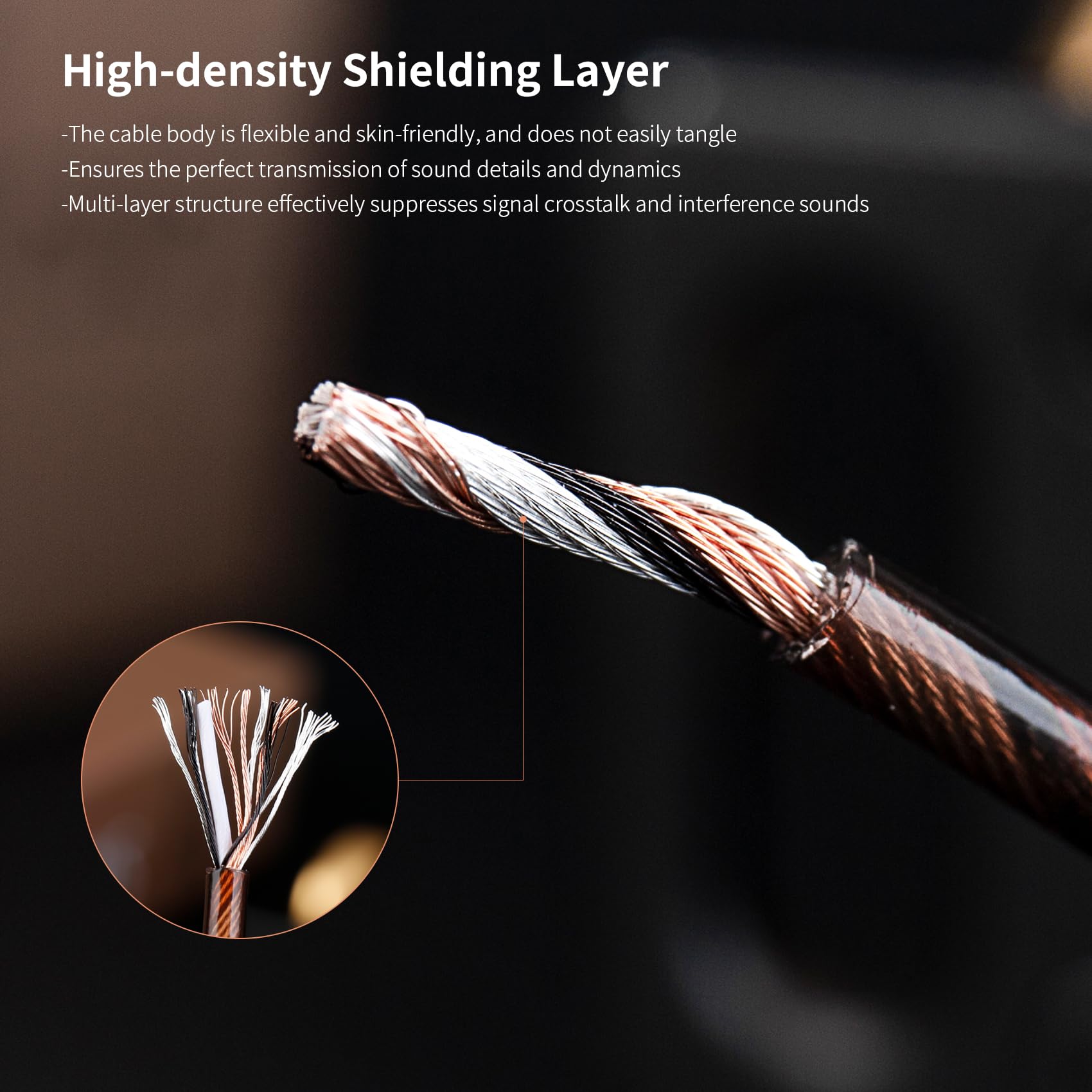 KBEAR P34 IEM Cable, 5N 2-Strands 98-Core OFC Silver-Plated HiFi Earphone Upgrade 2Pin Cable, Interchangeable 3.5mm/4.4mm Plug, in Ear Monitors Headphones Replacement Wire for Audiophile Musician