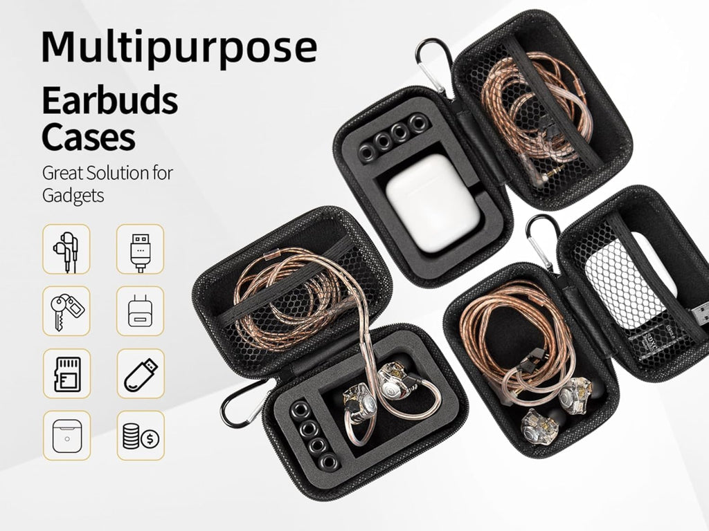 KZ ZS10 Pro IEM 入耳式监听器盒，带登山扣的 CCZ ZC02 耳机盒，适用于 CCA CRA、Shure SE215、Moondrop Chu、CCZ Melody、KBEAR KS1 的 EVA 旅行收纳包