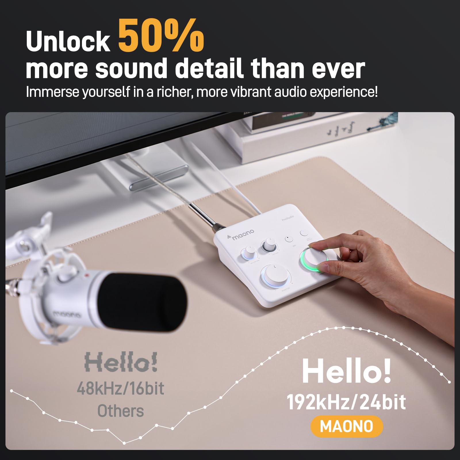 MAONO USB音频接口适用于PC：带XLR输入、24位/192kHz路由软件、LOOPBACK、ASIO驱动，适用于录音、家庭工作室、吉他、播客、直播、DAW（PS22 Lite 黑）