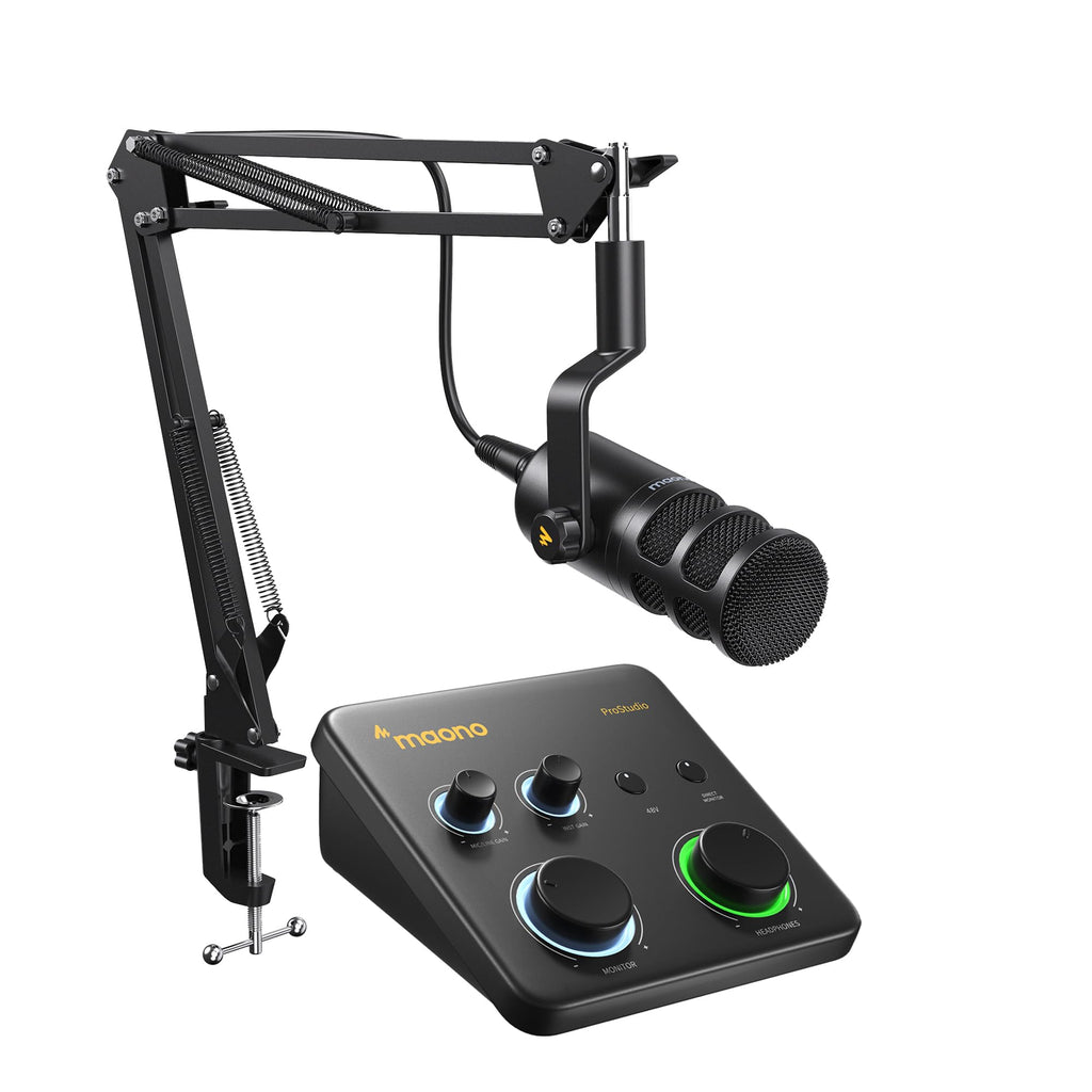 MAONO USB音频接口适用于PC：带XLR输入、24位/192kHz路由软件、LOOPBACK、ASIO驱动，适用于录音、家庭工作室、吉他、播客、直播、DAW（PS22 Lite 黑）