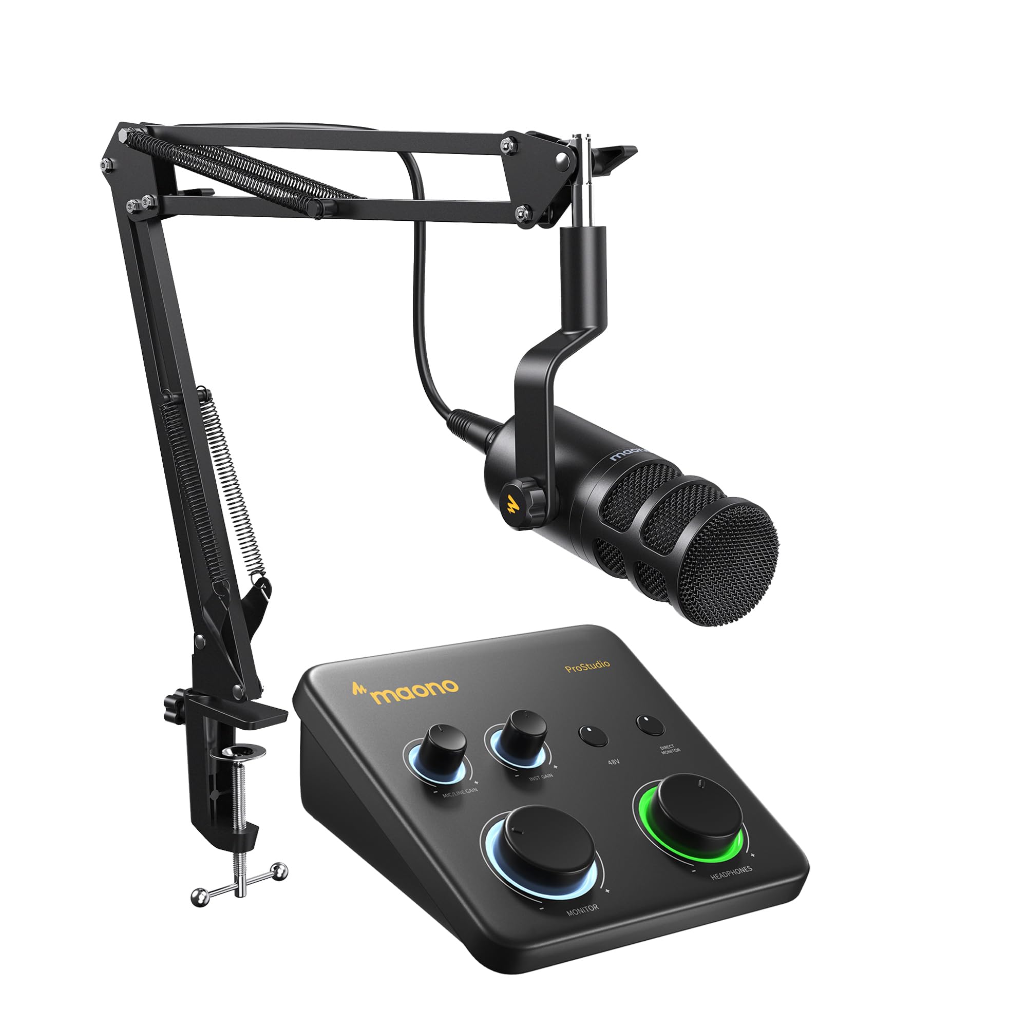 MAONO USB音频接口适用于PC：带XLR输入、24位/192kHz路由软件、LOOPBACK、ASIO驱动，适用于录音、家庭工作室、吉他、播客、直播、DAW（PS22 Lite 黑）