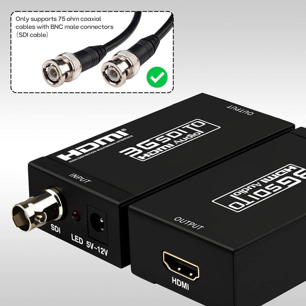 محول Boobrie من SDI إلى HDMI، محول صوت وفيديو بدقة Full HD 1080P يدعم تحويل SD/HD/3G-SDI إلى HDMI للشاشة والكاميرا وجهاز العرض