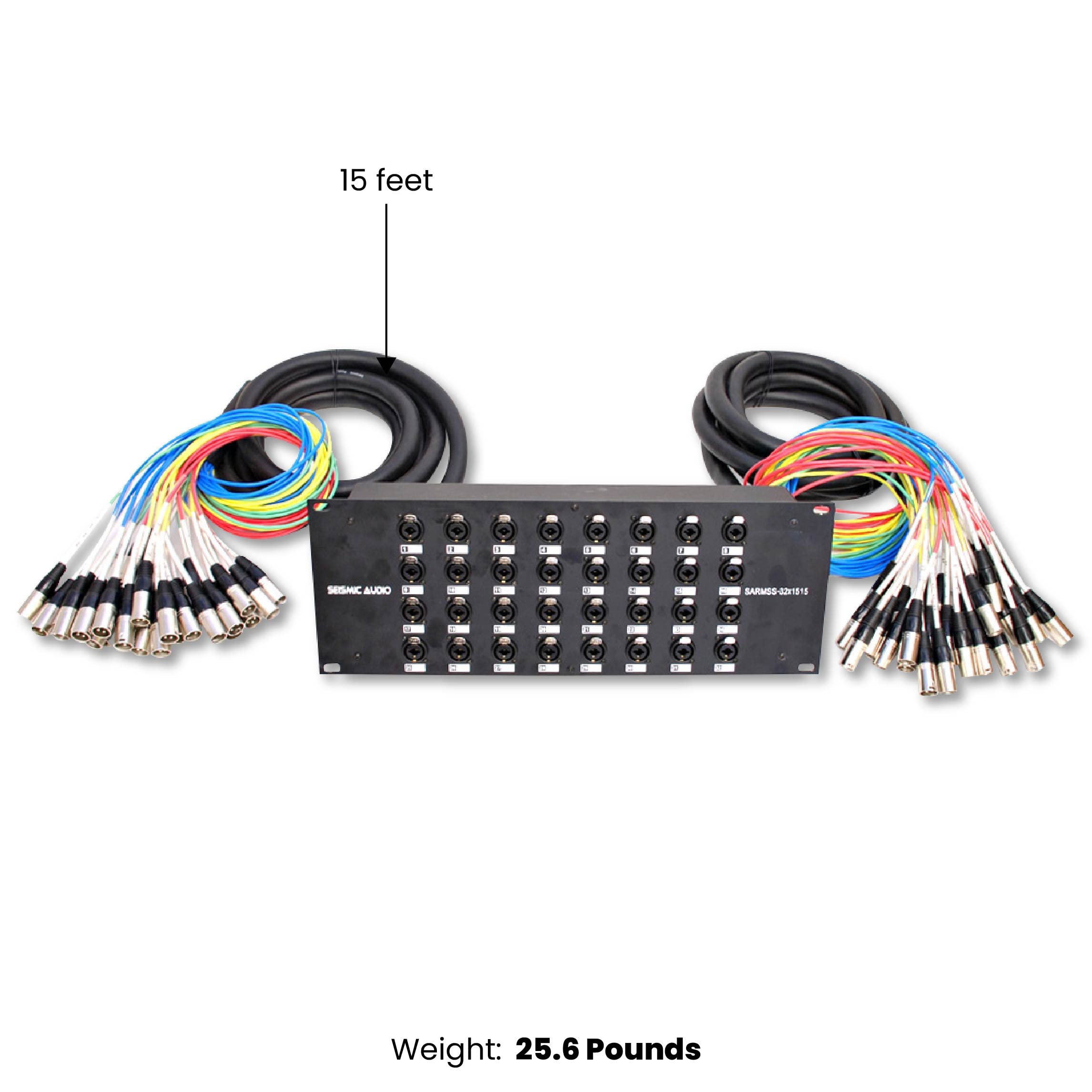 Seismic Audio SARMSS-16x515 Rackmount 16-Kanal XLR TRS Kombi Splitter Snake Kabel – 1,5 m & 4,5 m XLR-Kabelstränge