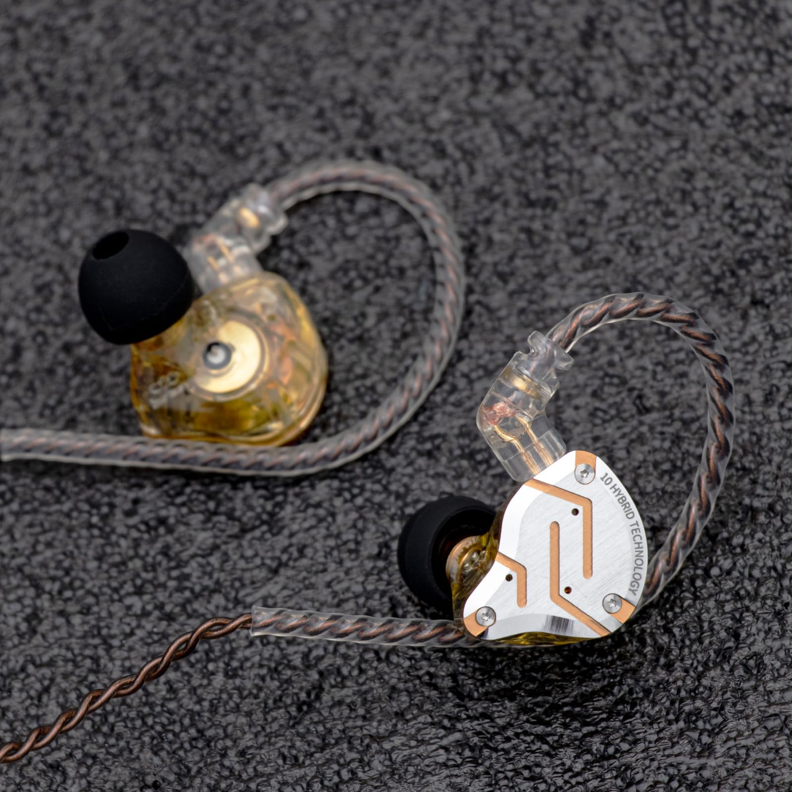 لينسول KZ ZS10 Pro، سماعات أذن داخلية مزودة بـ 4 محركات BA و1 محرك DD، سماعات سلكية هاي فاي، سماعات ألعاب، سماعات IEM هجينة مع لوحة وجه من الفولاذ المقاوم للصدأ، كابل قابل للفصل للموسيقيين (بدون ميكروفون، أسود)