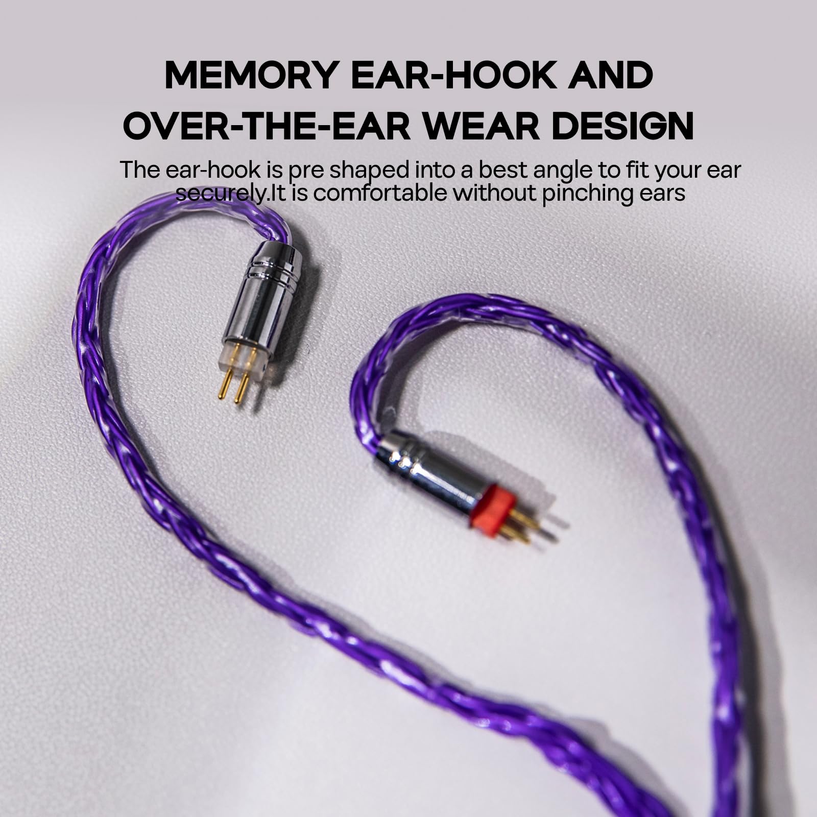 Linsoul Tripowin Zonie IEM Cable, 16 Core Silver Plated Earphone Upgraded Cords, 1.25m SPC in Ear Monitor Cable for 7hz Zero:2 Orchestra Lite Cadenza Hype4 Supermix4(2pin 0.78mm, 3.5mm)(Violet)