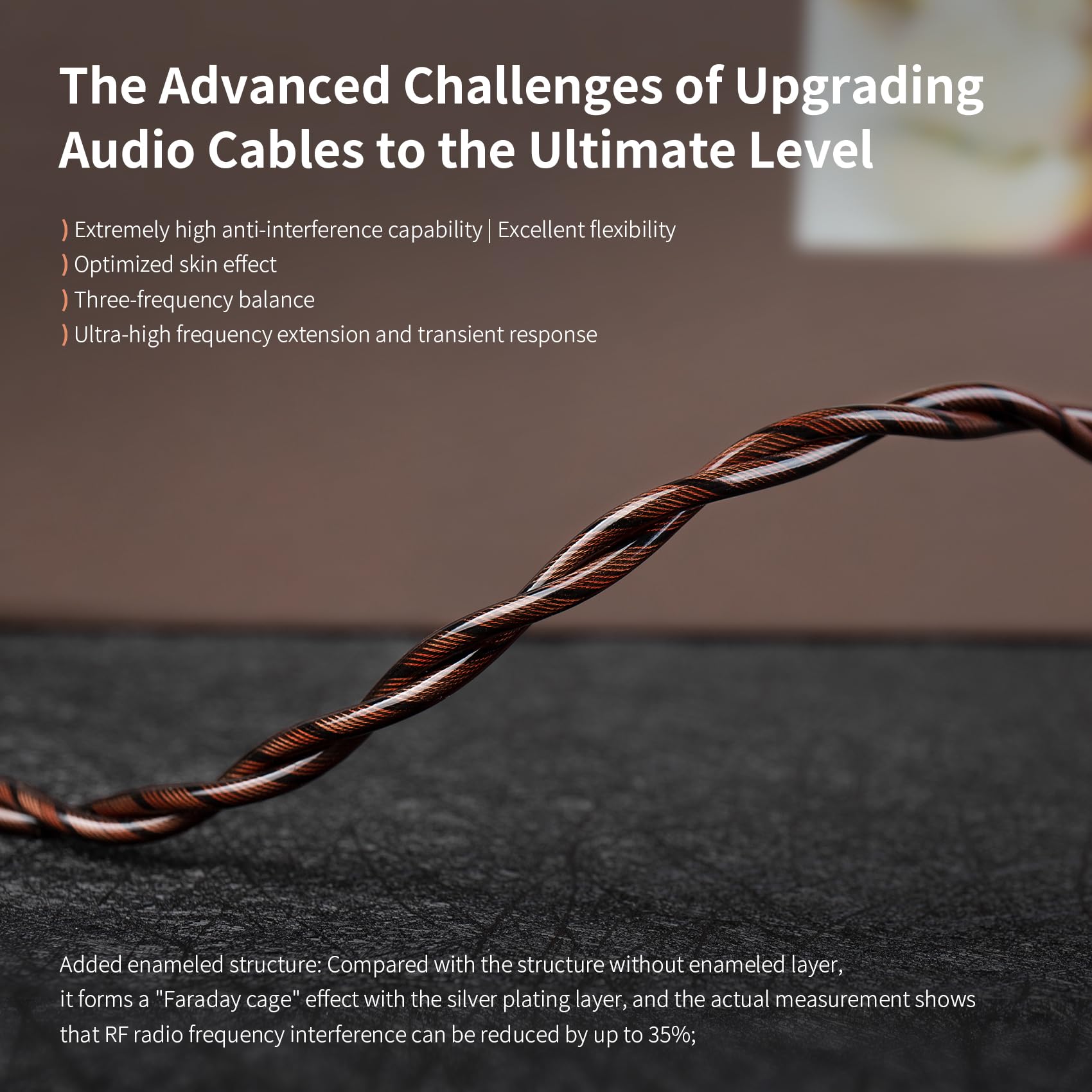 KBEAR P34 IEM Cable, 5N 2-Strands 98-Core OFC Silver-Plated HiFi Earphone Upgrade 2Pin Cable, Interchangeable 3.5mm/4.4mm Plug, in Ear Monitors Headphones Replacement Wire for Audiophile Musician