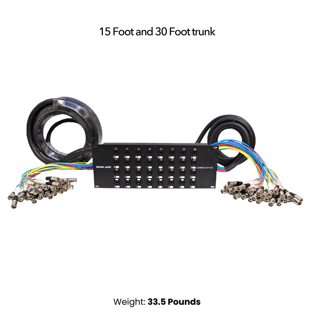 Seismic Audio SARMSS-16x515 Rackmount 16-Kanal XLR TRS Kombi Splitter Snake Kabel – 1,5 m & 4,5 m XLR-Kabelstränge
