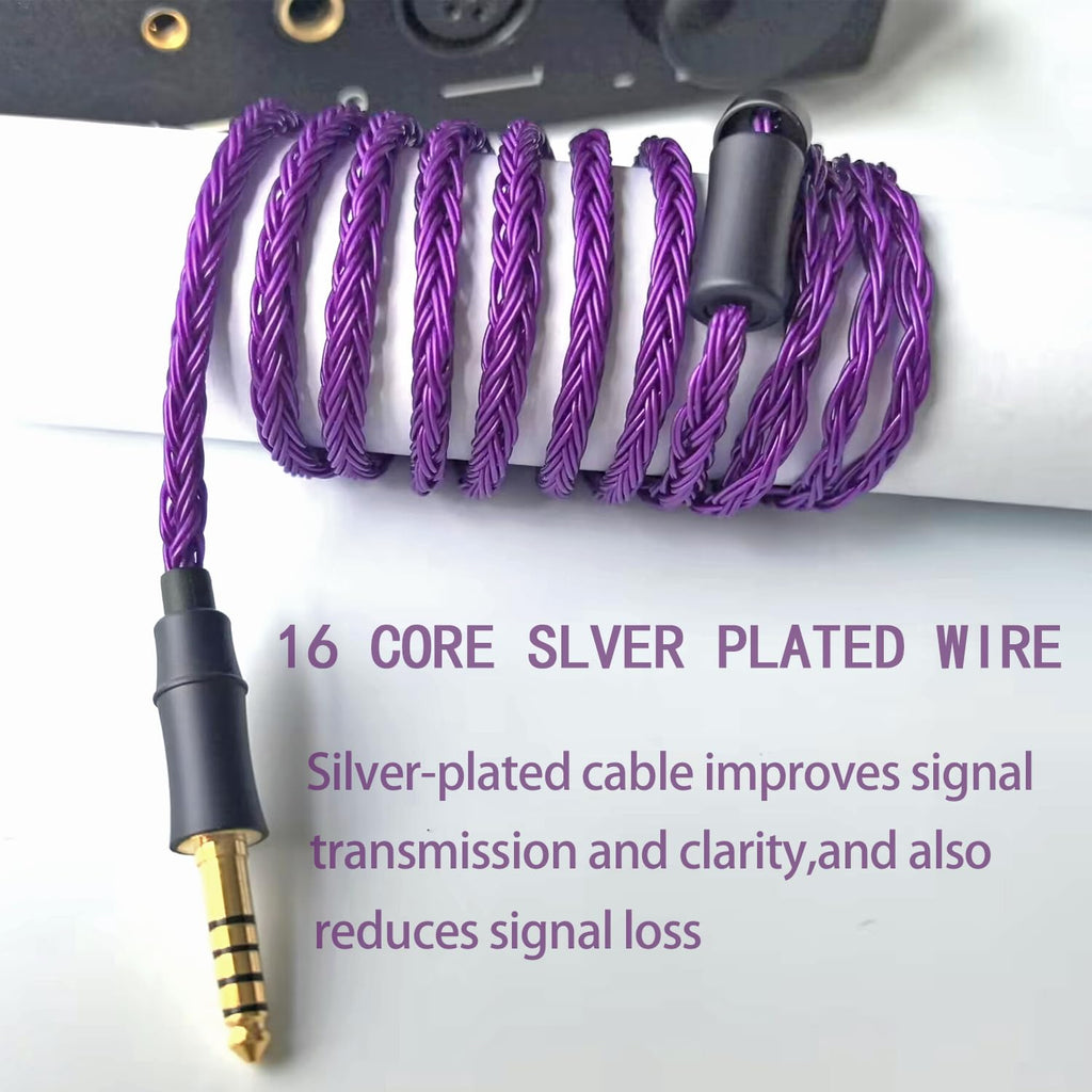 IEM Upgrade Cable, 16 Core Silver Plated Earphone Upgraded Cords, QDC-C Pin 1.5m in Ear Monitor Cable for KZ ZS10 ZSN PRO AS16 CCA CRA C12(Recessed 2pin 3.5mm 4.9ft) Black