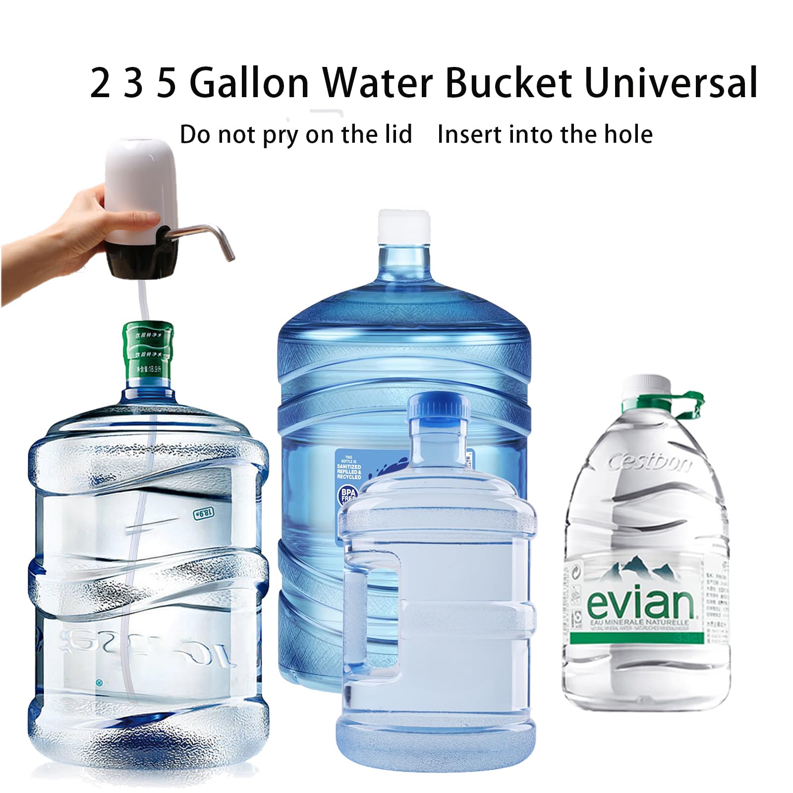 Echte Dual-Wasserpumpe 5 Gallonen Wasserspender, tragbarer Wasserkrug mit hoher Batteriekapazität, USB-Ladefunktion, einfach zu bedienender Wasserspender für 5-Gallonen-Flaschen Camping