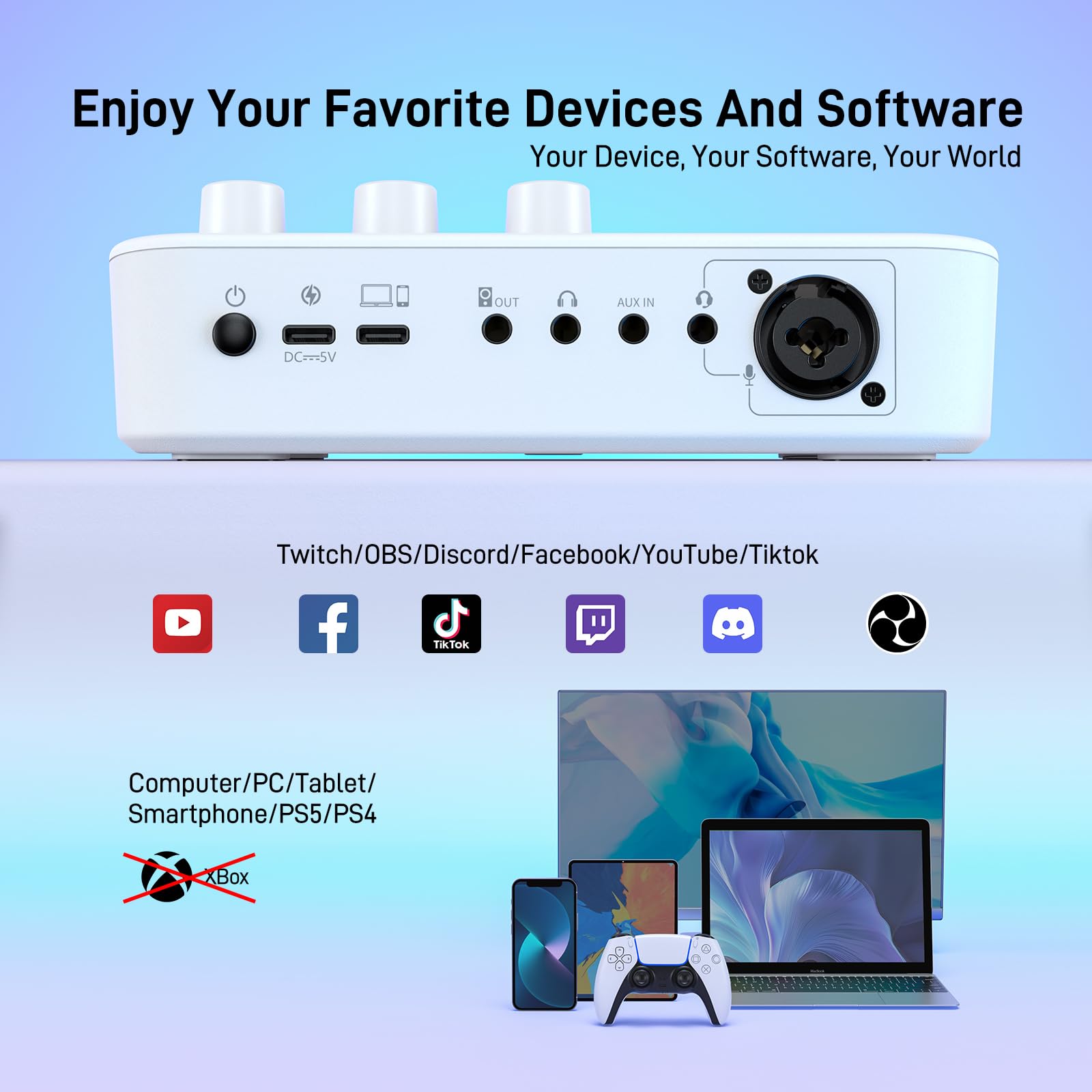 MAONO Gaming Audio Mixer, Audio Interface with Pro-preamp, RGB, Bluetooth, 48V Phantom Power for Live Streaming, Podcasting, Content Create, Gaming MaonoCaster G1 NEO (Not for USB Mic)