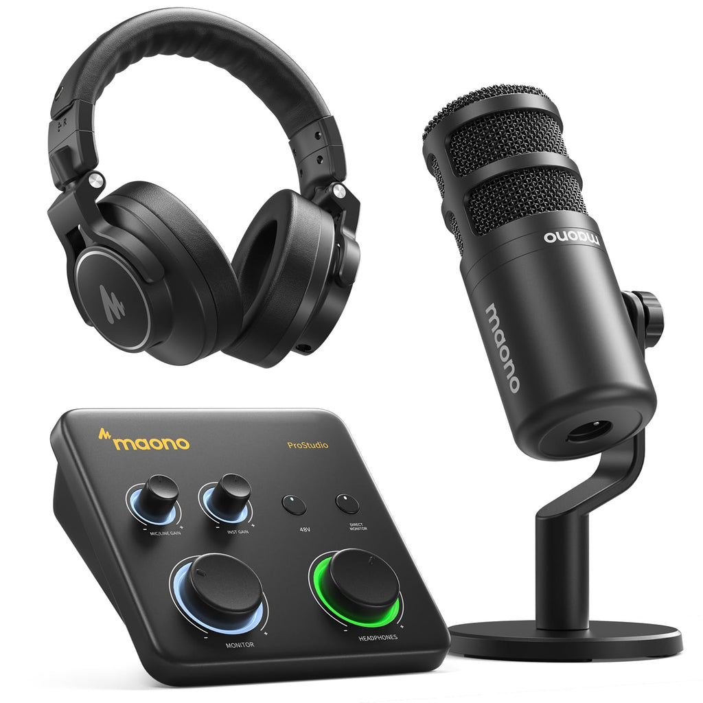 MAONO USB音频接口适用于PC：带XLR输入、24位/192kHz路由软件、LOOPBACK、ASIO驱动，适用于录音、家庭工作室、吉他、播客、直播、DAW（PS22 Lite 黑）
