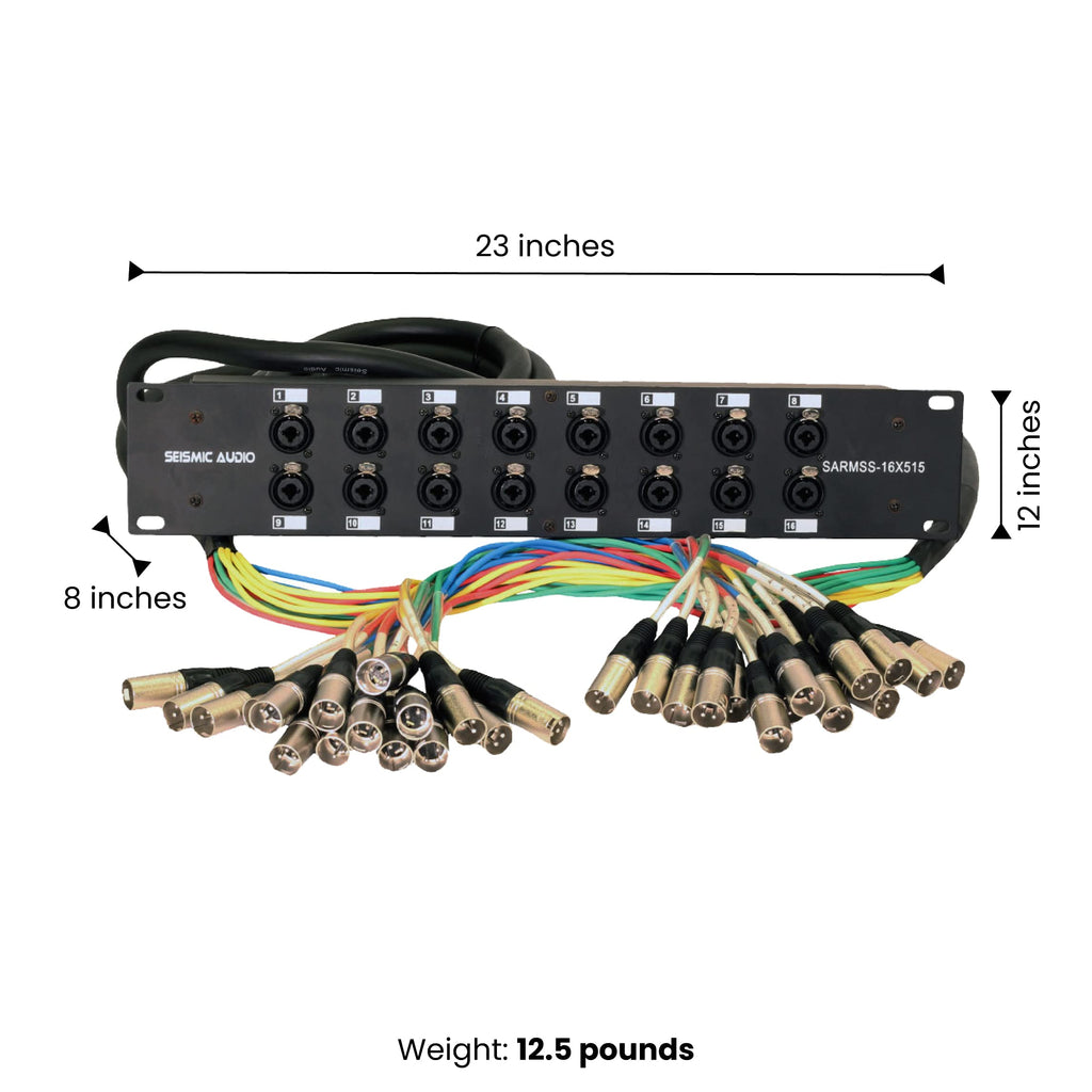 Seismic Audio SARMSS-16x515 Rackmount 16-Kanal XLR TRS Kombi Splitter Snake Kabel – 1,5 m & 4,5 m XLR-Kabelstränge