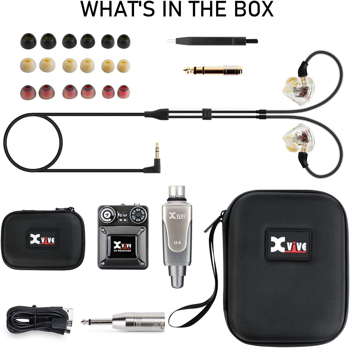 Xvive U4 Wireless in-Ear Monitor System Professional IEM System Transmitter and Beltpack Receiver for Studio, Band Rehearsal,Live Performance (U4)