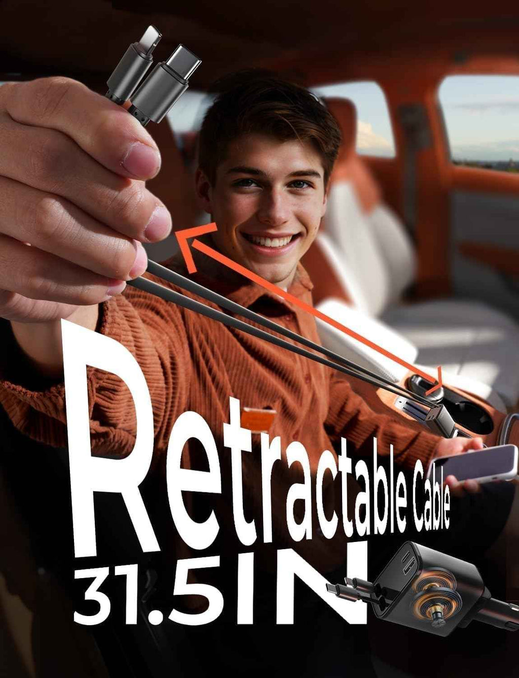 LISEN Retractable Car Charger, Gifts for Mothers Day 2026, 84W Car Charger USB C Fast Charge, Gifts for Mom Dad Him Her, Travel Essentials Car Accessories for Men Women Gifts for iPhone 17 16 15 14 13