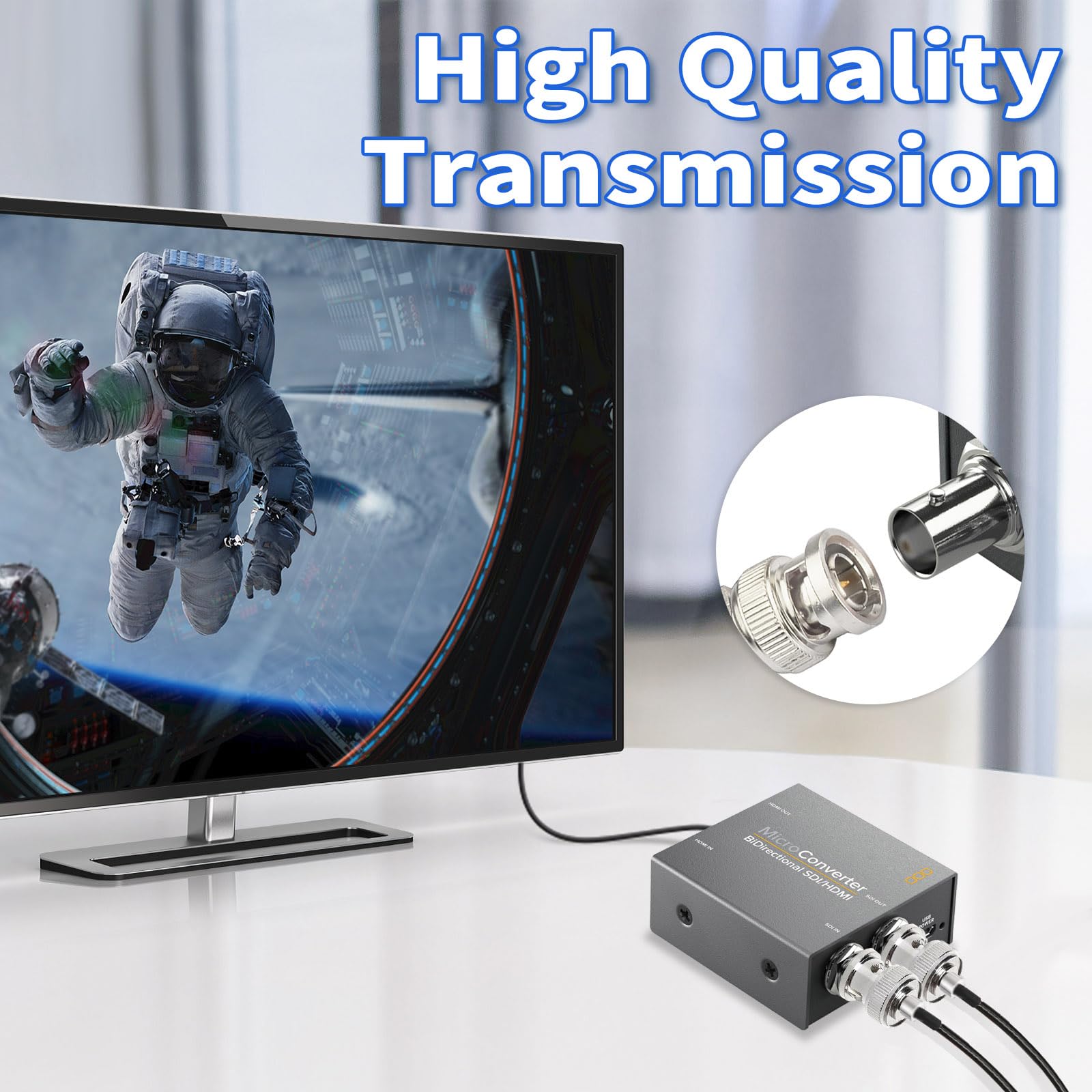 كابل فيديو Superbat بطول 2 قدم BNC ذكر إلى ذكر HD HDSDI 3G 4K 6K لمحول مقسم شاشة محول تبديل، يدعم فيديو HD-SDI/3G-SDI (عبوة من قطعتين)