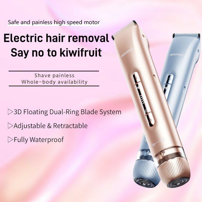 2-in-1 electric hair removal trimmers, gold and light blue handheld devices