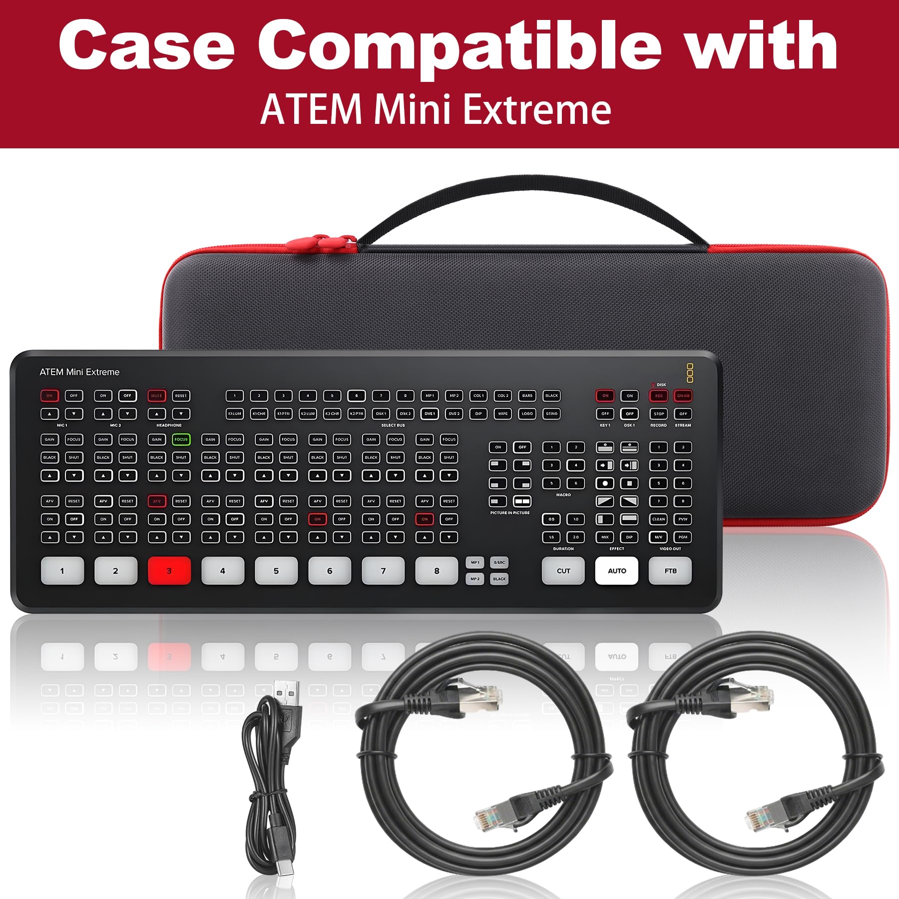 حافظة صلبة متينة co2CREA متوافقة مع Blackmagic Design ATEM Mini Extreme و ATEM Mini Extreme ISO، حافظة تخزين واقية لمبدل ATEM HDMI لمزج الفيديو والبث المباشر