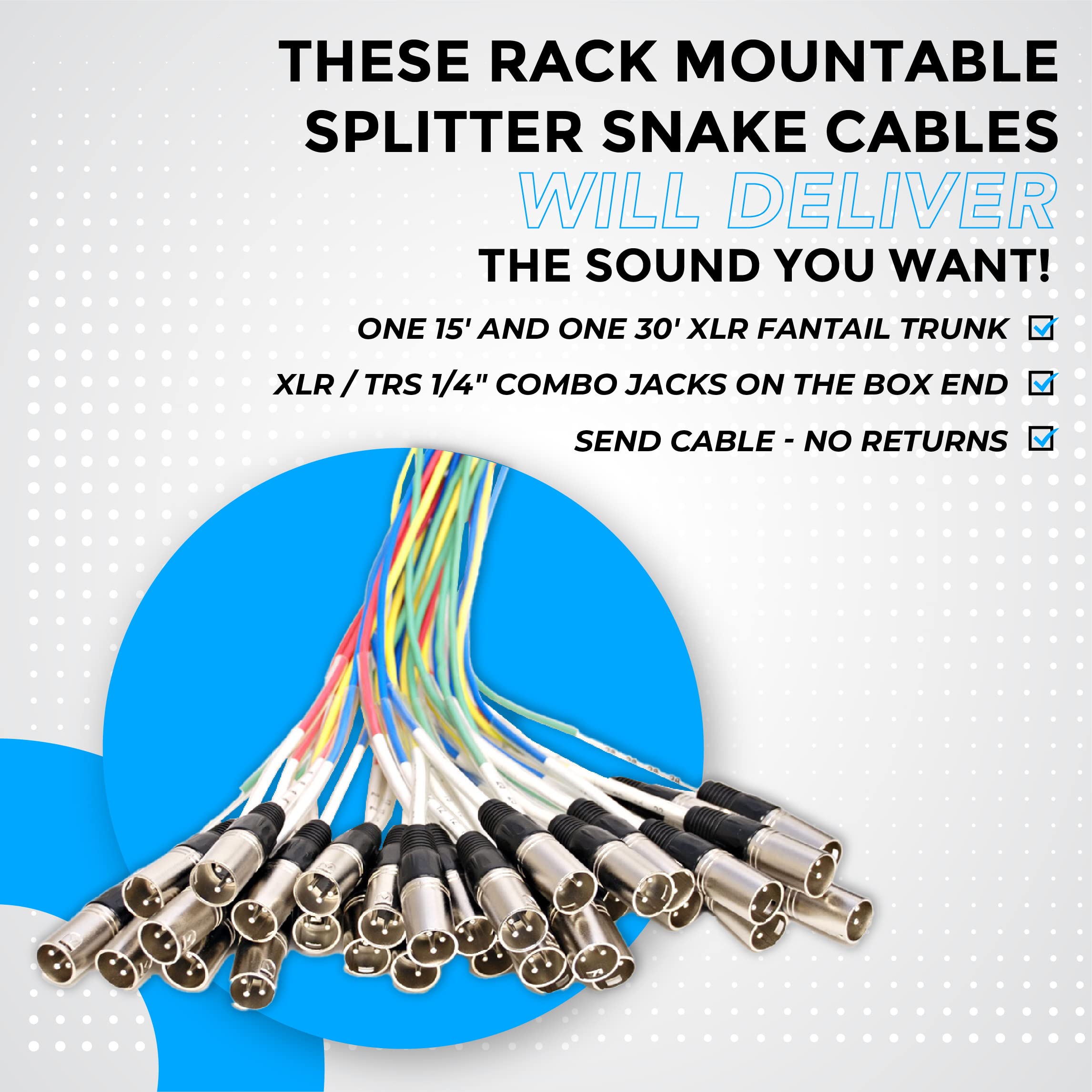 Seismic Audio SARMSS-16x515 Rackmount 16-Kanal XLR TRS Kombi Splitter Snake Kabel – 1,5 m & 4,5 m XLR-Kabelstränge