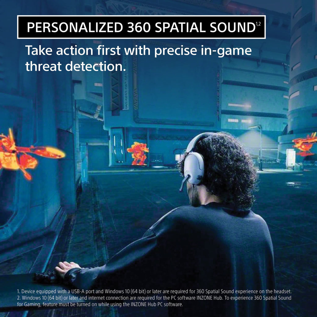 Sony INZONE H3 Wired Gaming Headphones With Mic, PS5 Headphones, Over-Ear, Personalized 360 Spatial Sound, Discord Certified MDR-G300 (White)