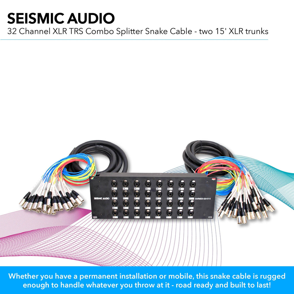 Seismic Audio SARMSS-16x515 Rackmount 16-Kanal XLR TRS Kombi Splitter Snake Kabel – 1,5 m & 4,5 m XLR-Kabelstränge