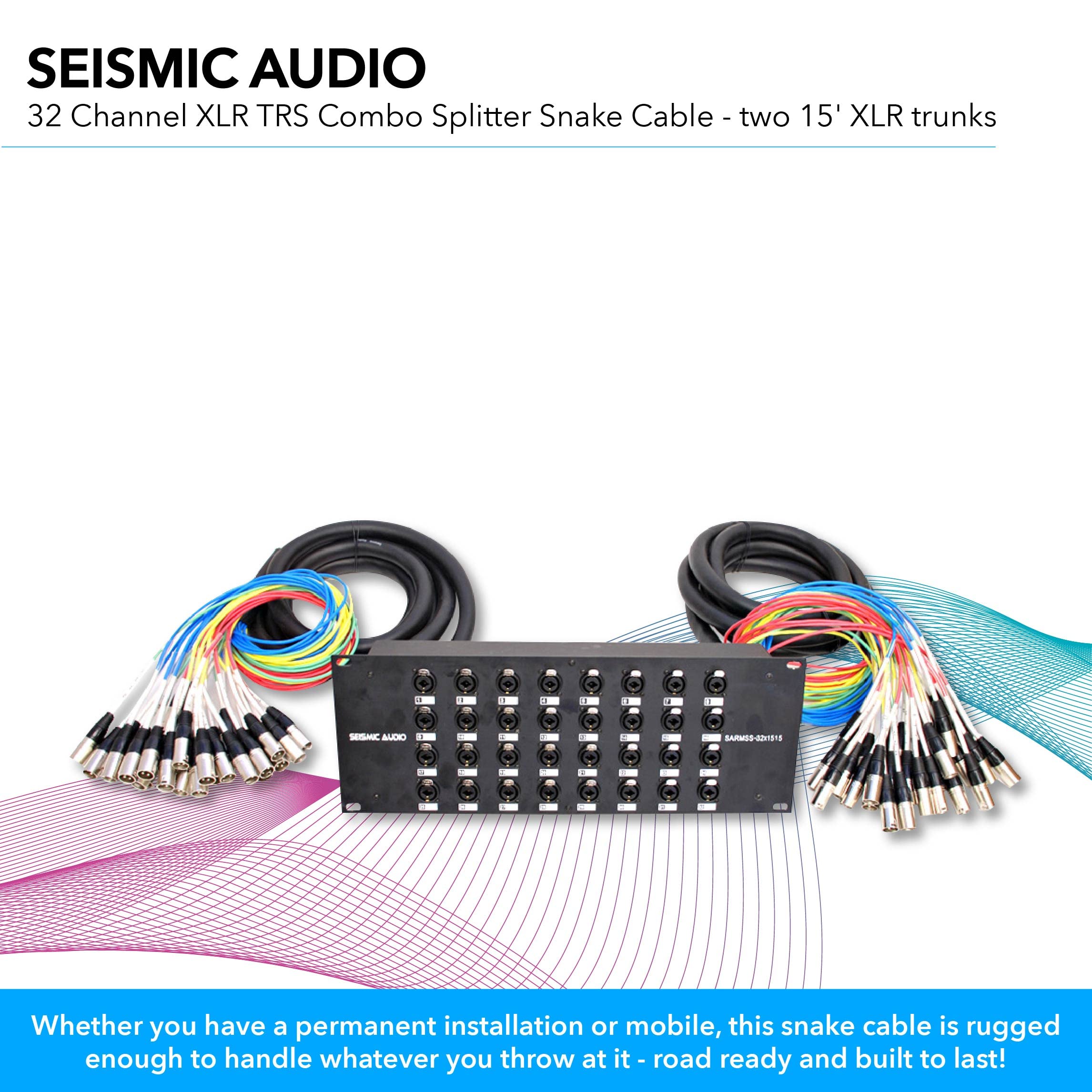 Seismic Audio SARMSS-16x515 Rackmount 16-Kanal XLR TRS Kombi Splitter Snake Kabel – 1,5 m & 4,5 m XLR-Kabelstränge